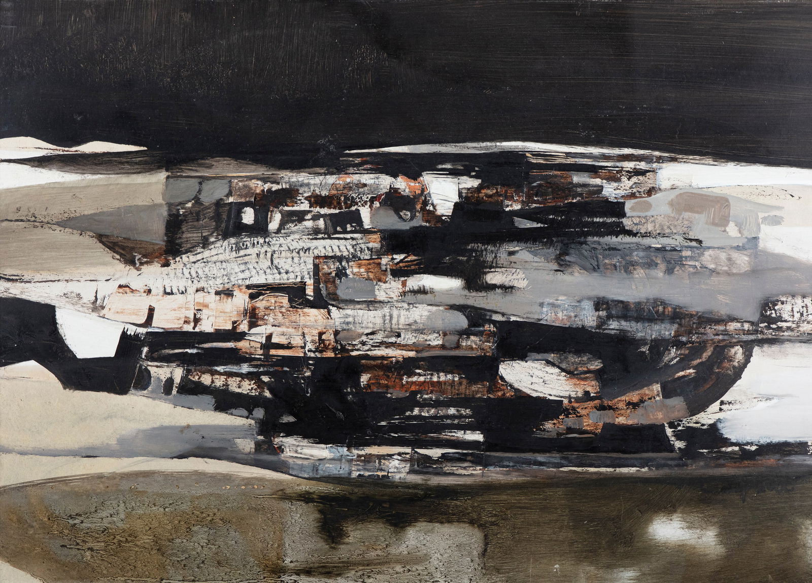 George Campbell RHA (1917-1979) Nocturnal Landscape Oil on board, 53 x 73cm (20¾ x 28¾: George Campbell RHA (1917-1979) Nocturnal Landscape Oil on board, 53 x 73cm (20¾ x 28¾'') Signed