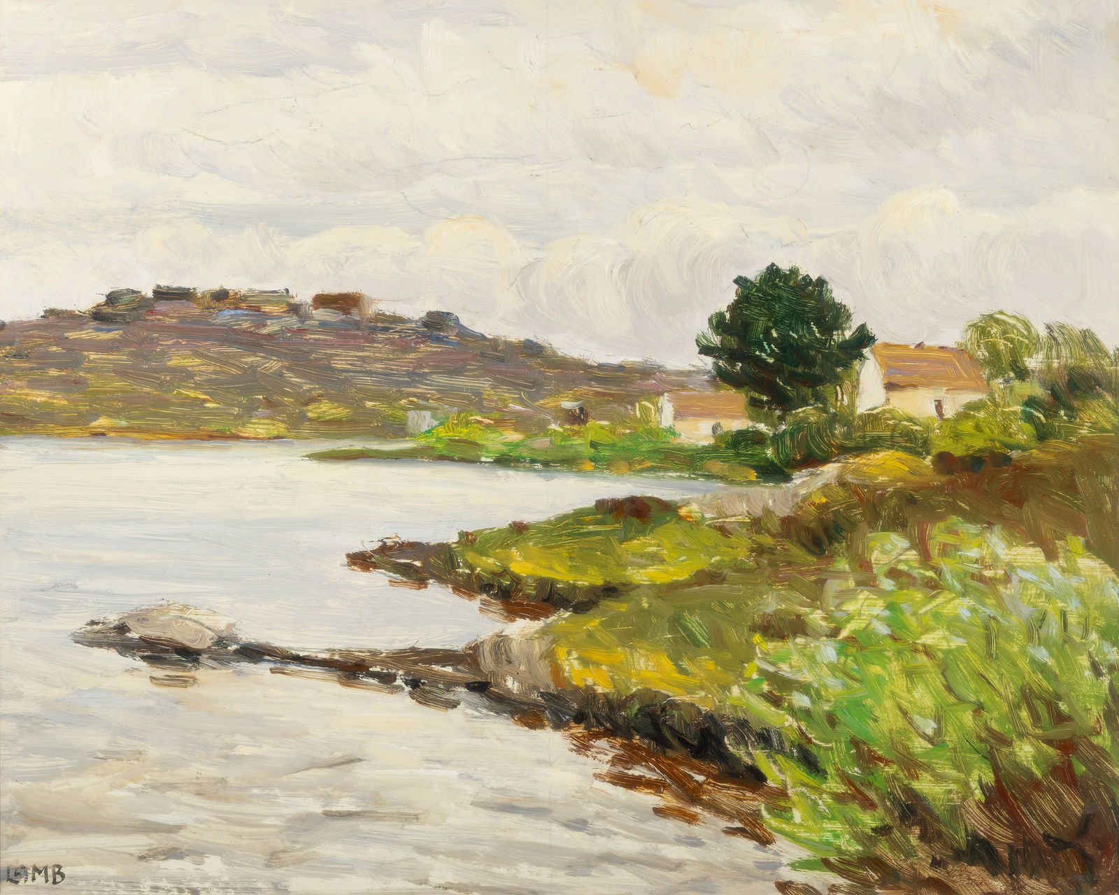 Charles Lamb RHA RUA (1893-1964) Connemara Coastal Scene with Cottages Oil on board, 32 x 40cm: Charles Lamb RHA RUA (1893-1964) Connemara Coastal Scene with Cottages Oil on board, 32 x 40cm (11½ x 15¾) Signed