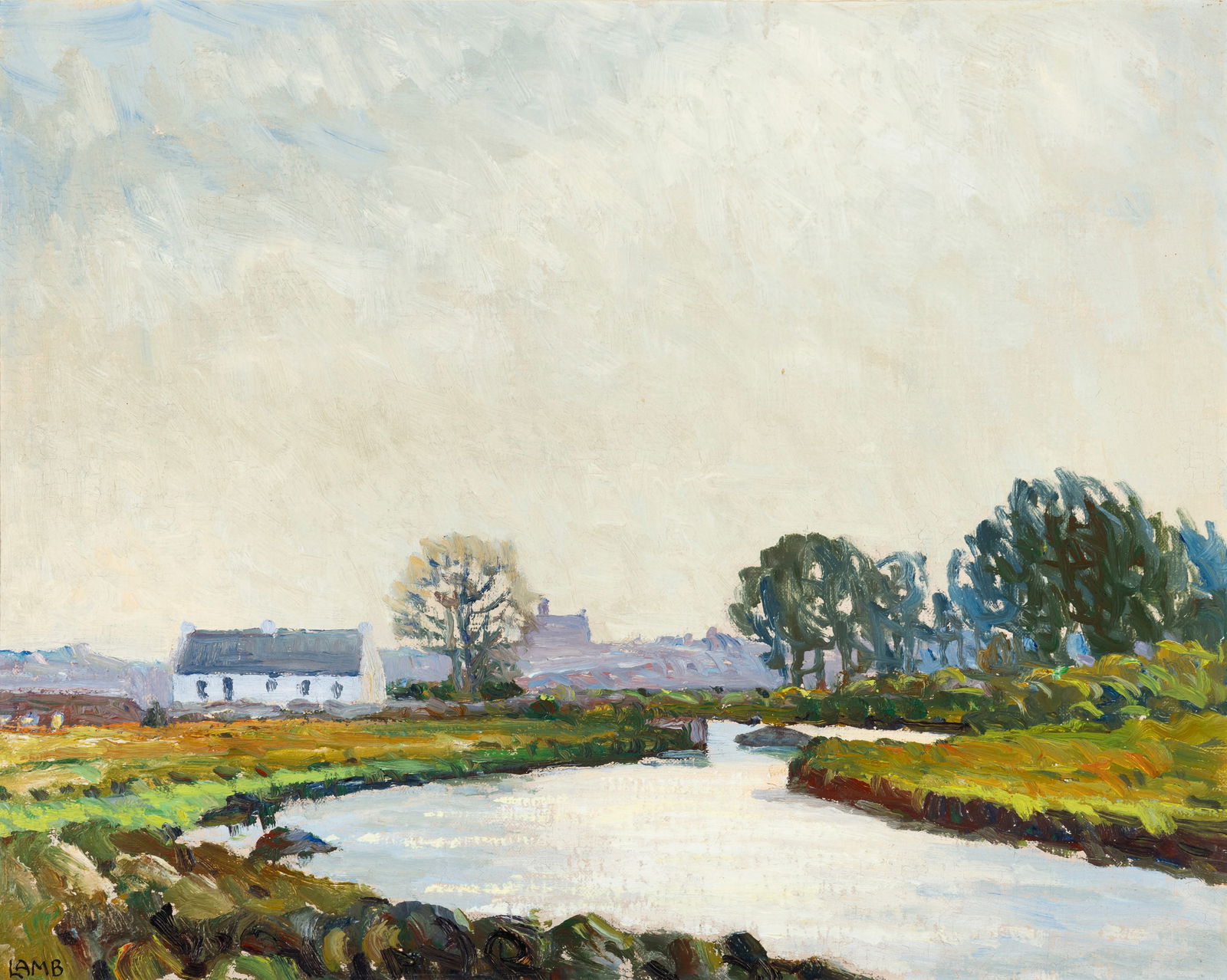 Charles Lamb RHA RUA (1893-1964) The Costello River, Connemara Oil on canvas board 40 x 50cm: Charles Lamb RHA RUA (1893-1964) The Costello River, Connemara Oil on canvas board 40 x 50cm (15¾ x 19¾) Signed