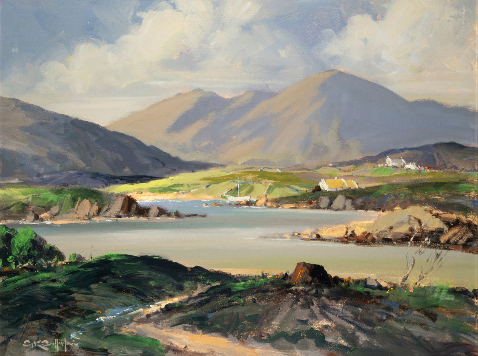 George K. Gillespie RUA (1924-1995) A West of Ireland Landscape, Ballyconnelly Oil on canvas, 45 x: George K. Gillespie RUA (1924-1995) A West of Ireland Landscape, Ballyconnelly Oil on canvas, 45 x 59cm (17¾ x 23¼'') Signed Provenance: Sale, deVeres, Dublin, 1998