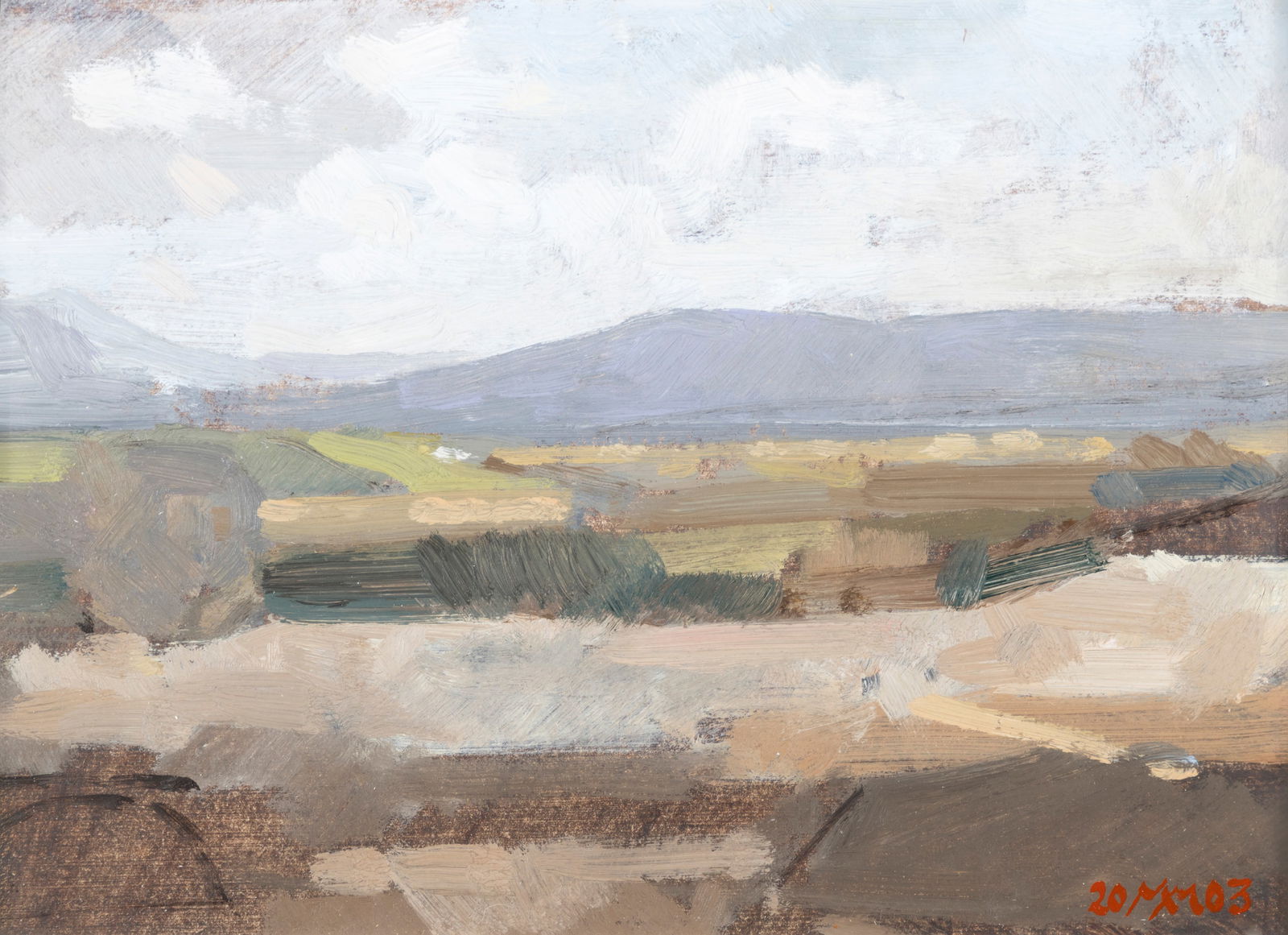 Martin Mooney RHA (b.1960) A Mountain Landscape (2003) Oil on board, 14 x 19.5cm (5½ x 7¾: Martin Mooney RHA (b.1960) A Mountain Landscape (2003) Oil on board, 14 x 19.5cm (5½ x 7¾'') Signed with initials and dated '20MM03'