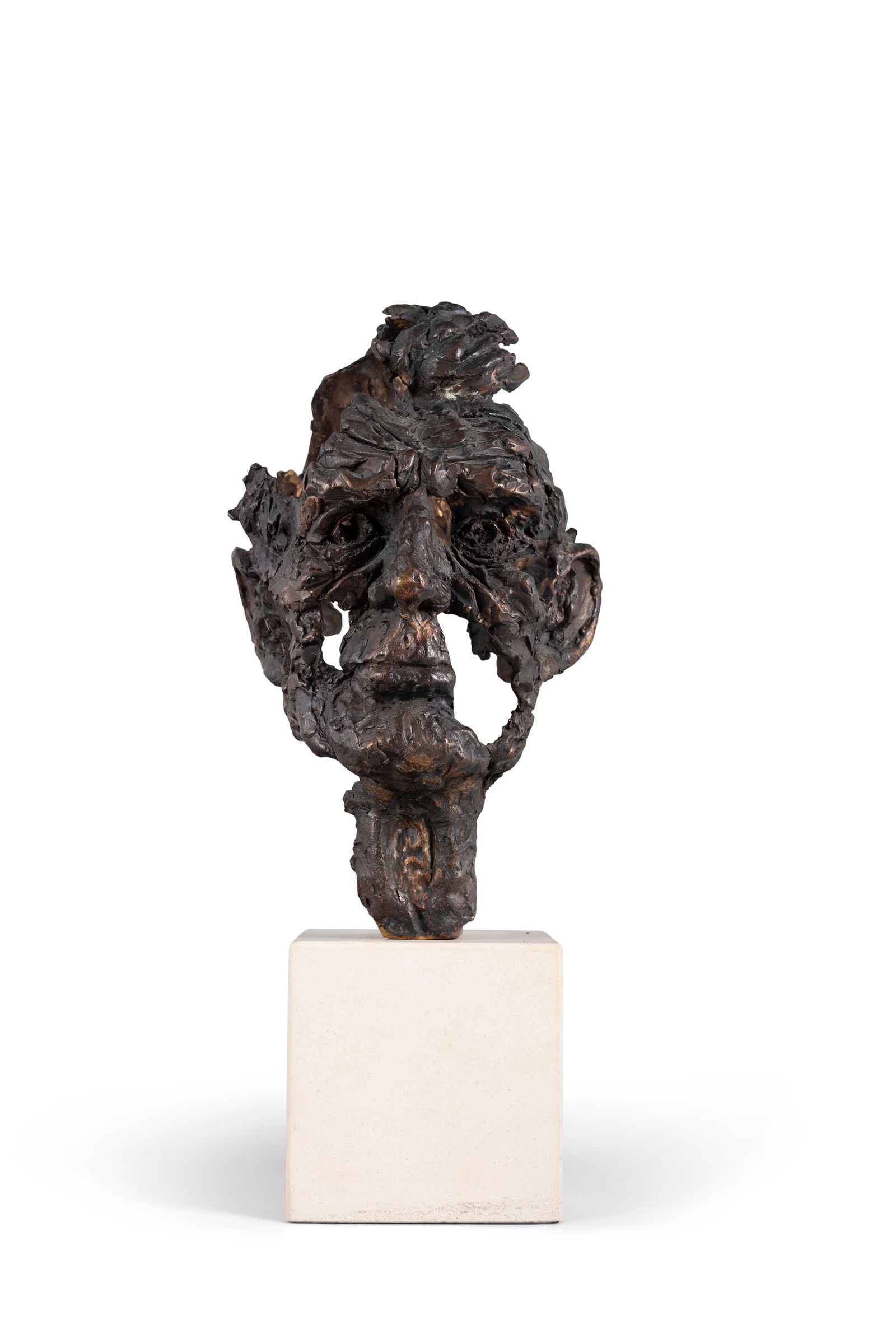 John Coll (b.1956) Samuel Beckett Bronze on limestone base, 45cm (h) (incl. base) (17¾): John Coll (b.1956) Samuel Beckett Bronze on limestone base, 45cm (h) (incl. base) (17¾)