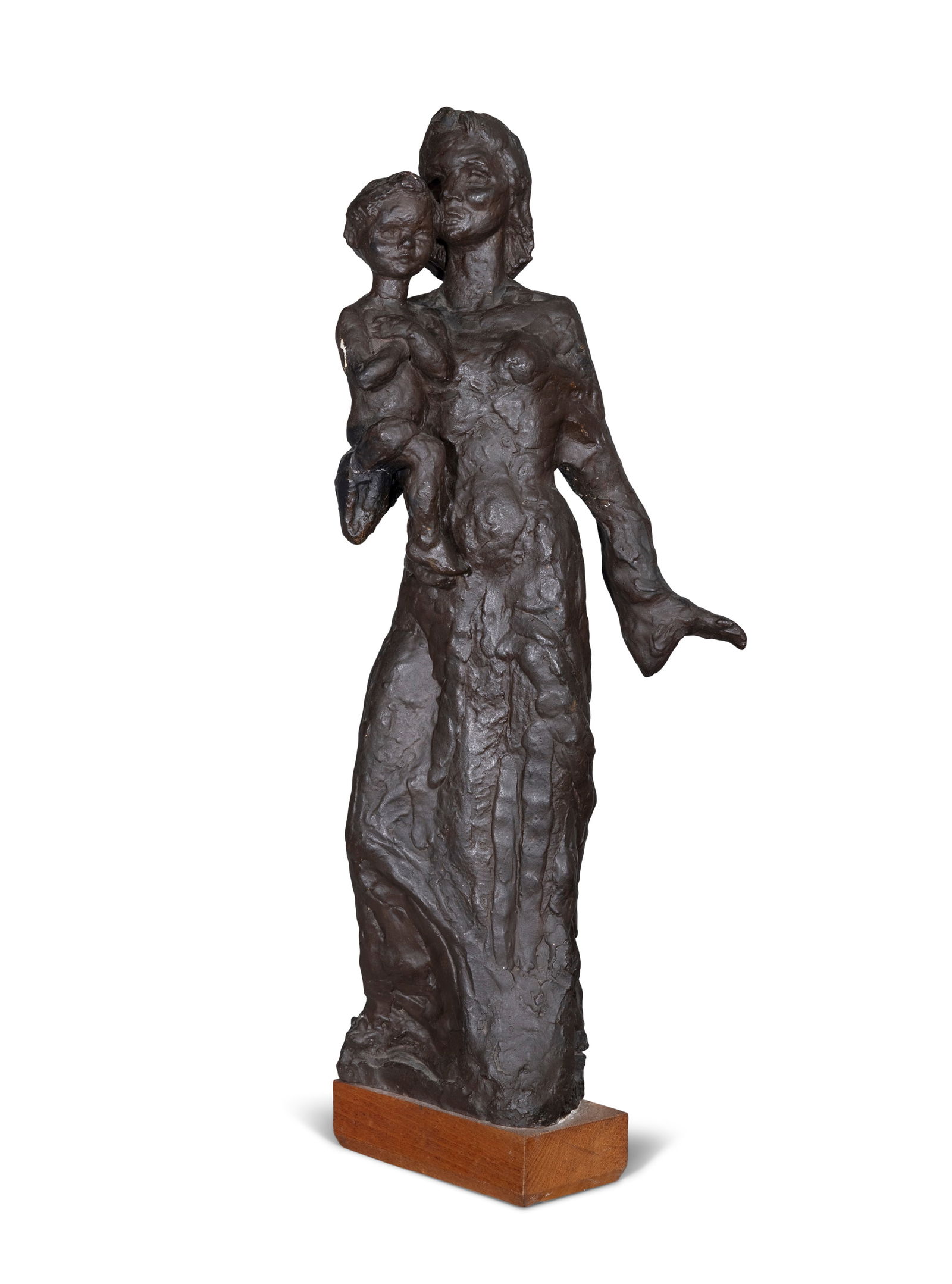 Melanie le Brocquy HRHA (1919-2018) Mother and Child (1949) Bronzed plaster maquette, 50cm (h): Melanie le Brocquy HRHA (1919-2018) Mother and Child (1949) Bronzed plaster maquette, 50cm (h) (19¾'') Signed and dated (19)'49 Unique Provenance: Sale, these Rooms, The Sybil Connolly Sale, Nove