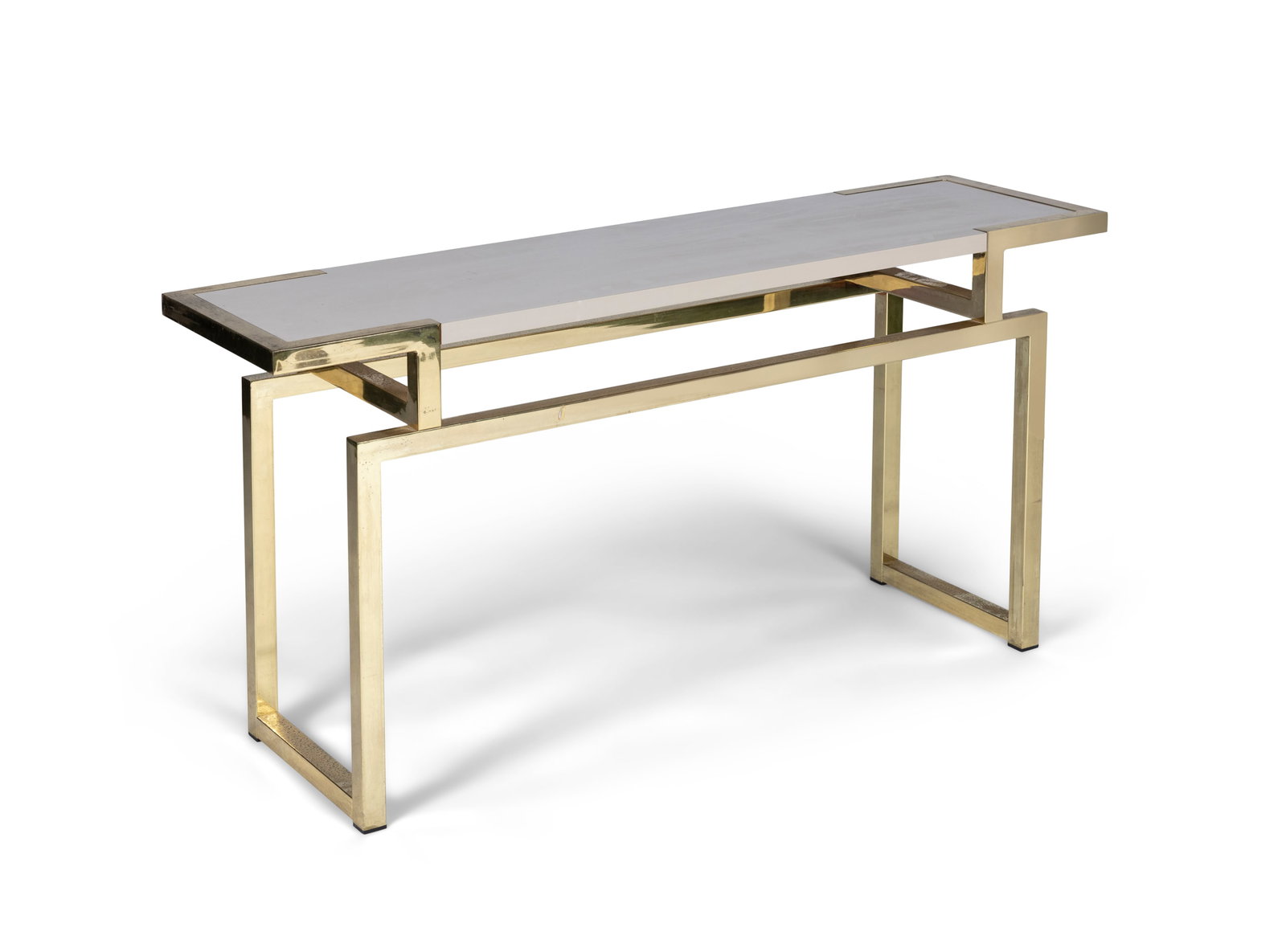 RENATO ZEVI A gilt metal console by Renato Zevi. With maker's label. Italy, c.1970. 140 x 40 x: RENATO ZEVI A gilt metal console by Renato Zevi. With maker's label. Italy, c.1970. 140 x 40 x 73cm(h)