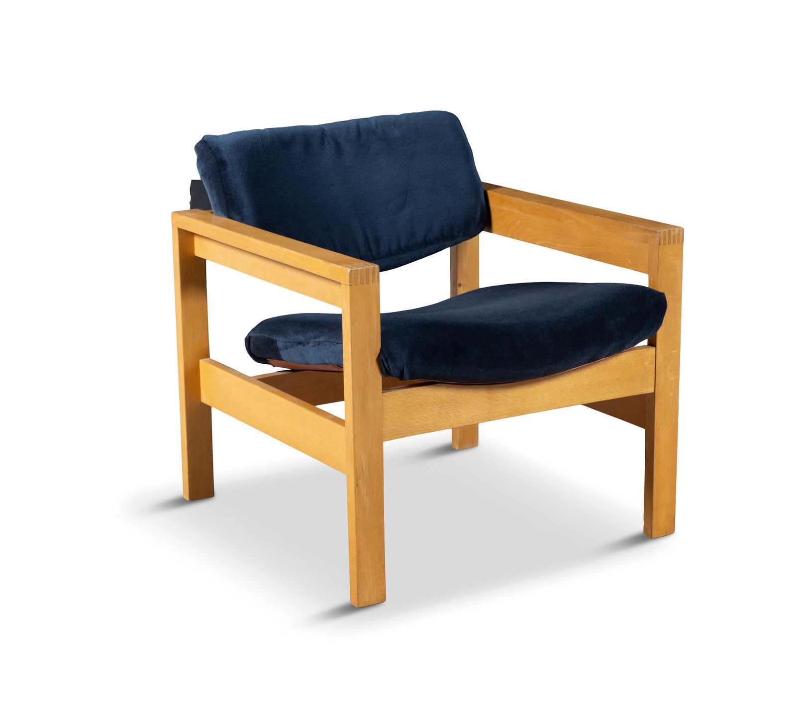 CRANNAC A Crannac Bunbeg armchair, in blue fabric. 61 x 61 x 61cm(h): CRANNAC A Crannac Bunbeg armchair, in blue fabric. 61 x 61 x 61cm(h)