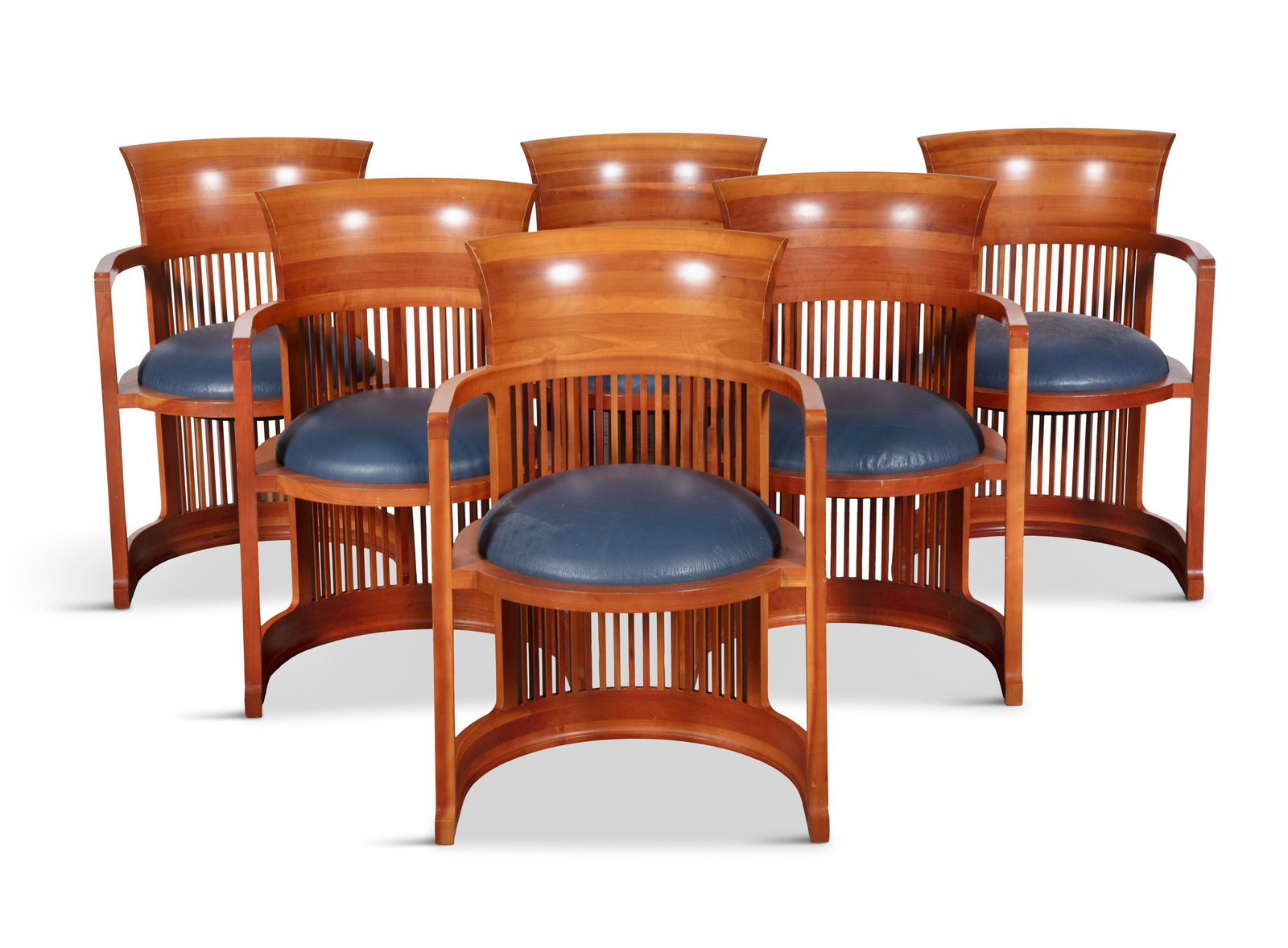 FRANK LLOYD WRIGHT (1867-1959) A set of six Barrell Chairs by Frank Lloyd Wright for Cassina in (1 of 9)