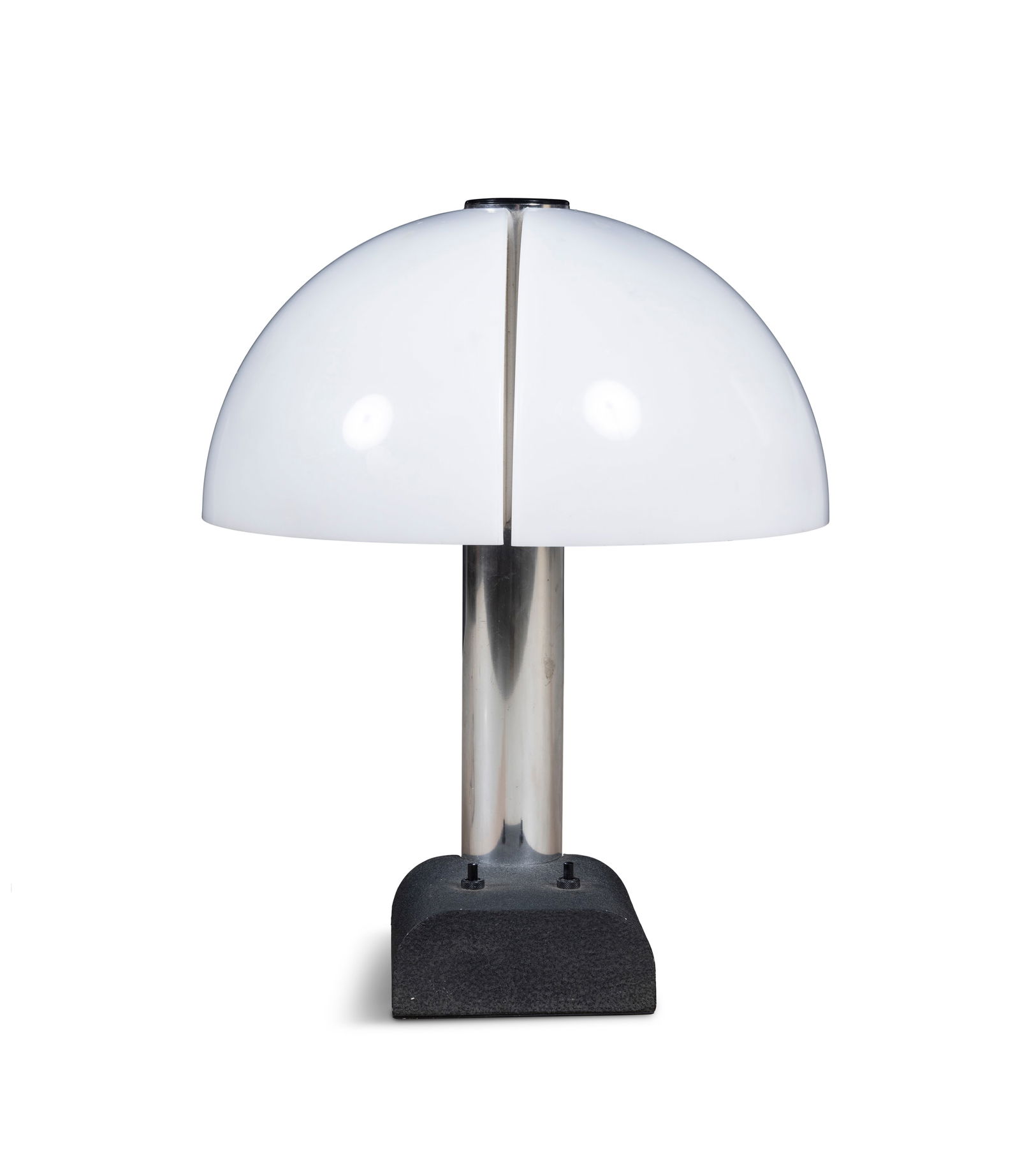 STILNOVO A Stilnovo table lamp with a white shade and chrome support. Italy. 45cm(h): STILNOVO A Stilnovo table lamp with a white shade and chrome support. Italy. 45cm(h)