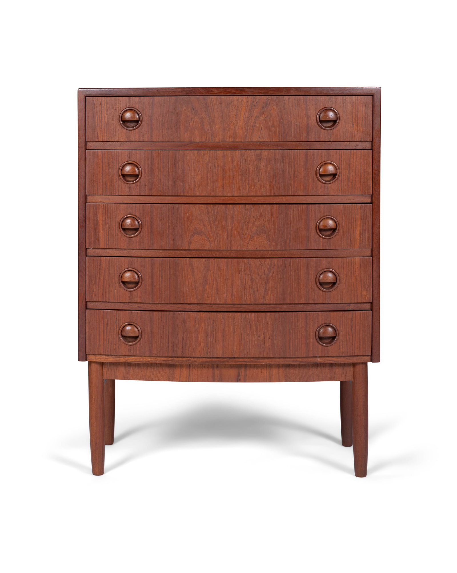 KAI KRISTIANSEN (B.1929) A teak chest of drawers by Kai Kristiansen. Denmark, c.1960. 60 x 32 x: KAI KRISTIANSEN (B.1929) A teak chest of drawers by Kai Kristiansen. Denmark, c.1960. 60 x 32 x 77cm (h)