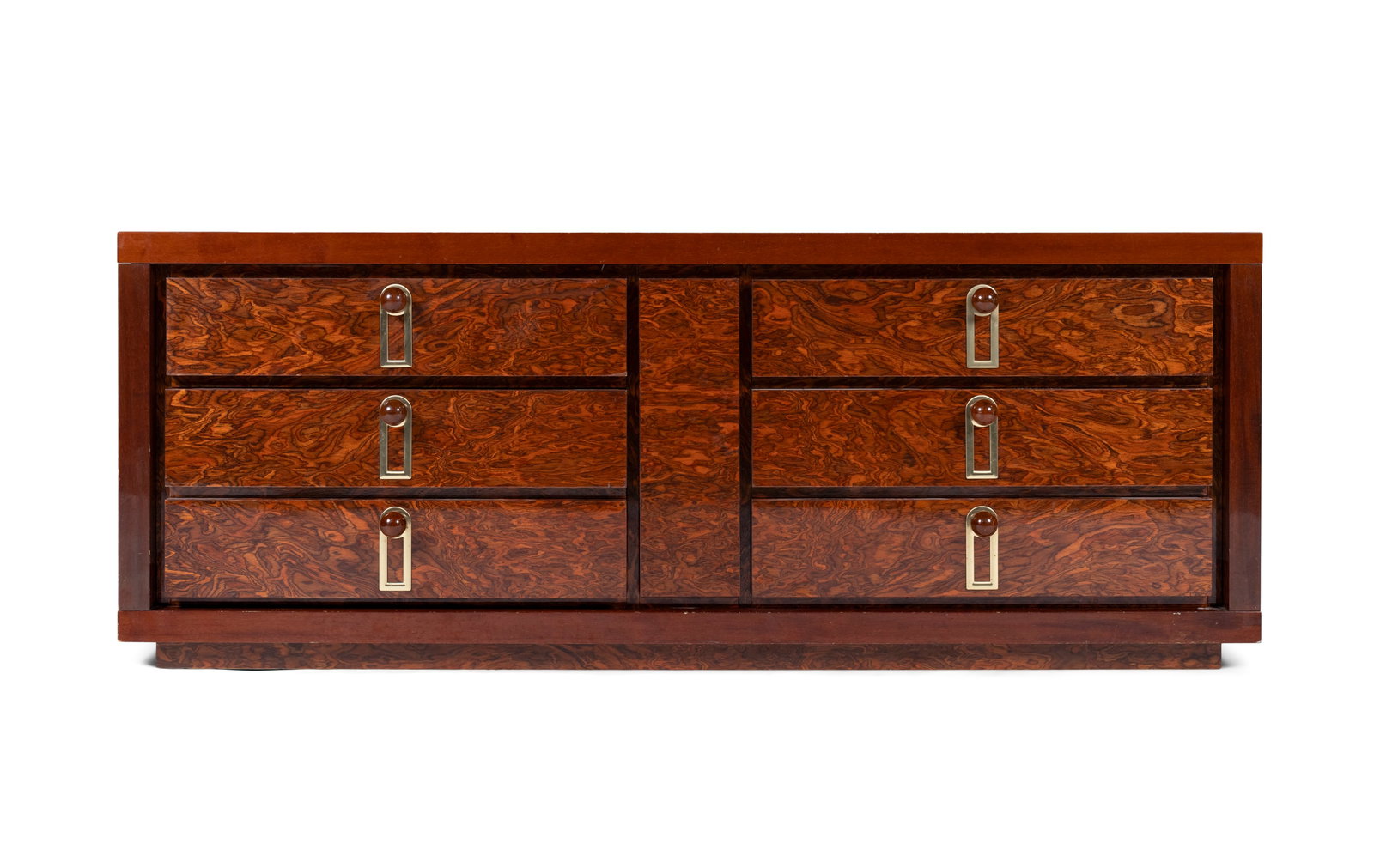 CHEST-OF-DRAWERS A chest of drawers with brass detailing and six drawers. Italy. 170 x 49 x: CHEST-OF-DRAWERS A chest of drawers with brass detailing and six drawers. Italy. 170 x 49 x 66.5cm(h)