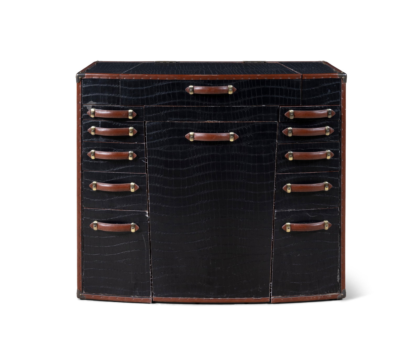 STARBAY La Desirade dressing table by Starbay. Walnut with leather detailing. With maker’s: STARBAY La Desirade dressing table by Starbay. Walnut with leather detailing. With maker’s label. c.1960. 90.5 x 50.5 x 79cm(h)