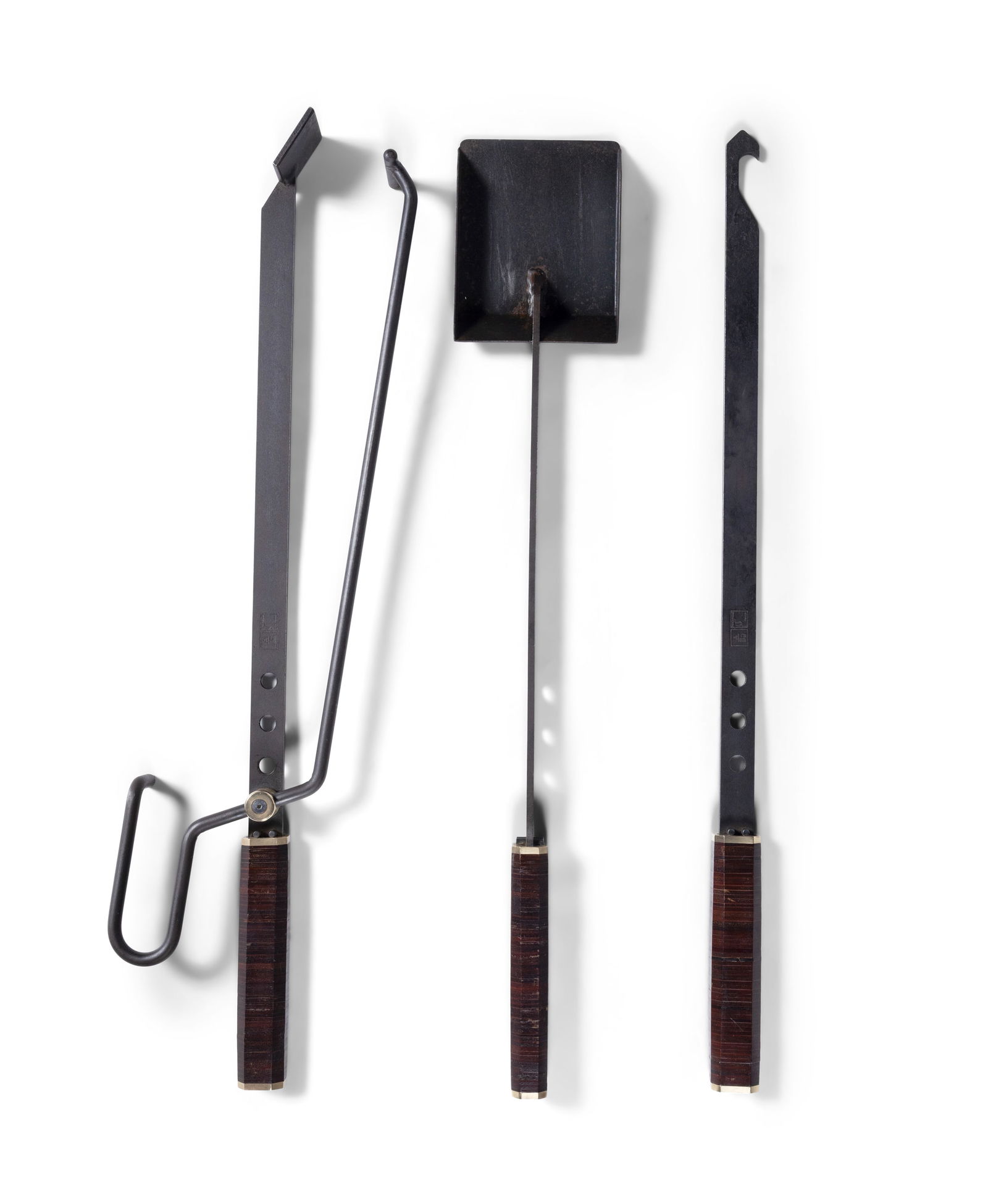 AFRA AND TOBIA SCARPA A set of fire irons by Afra and Tobia Scarpa, with maker's stamp. 80cm(h): AFRA AND TOBIA SCARPA A set of fire irons by Afra and Tobia Scarpa, with maker's stamp. 80cm(h)