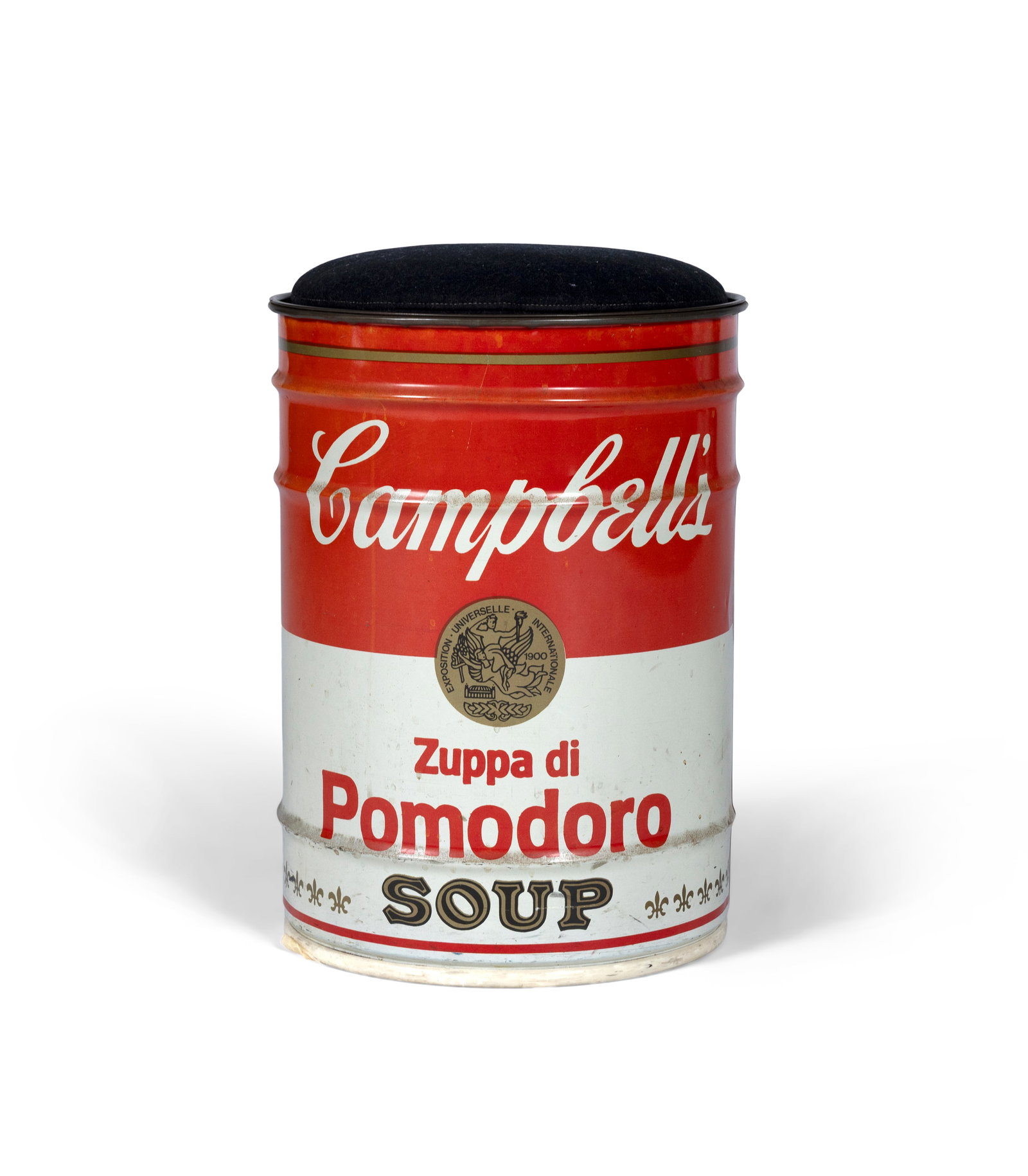 STOOL Campbell soup can stool by Ultramobile. With maker's label. 44cm(h): STOOL Campbell soup can stool by Ultramobile. With maker's label. 44cm(h)