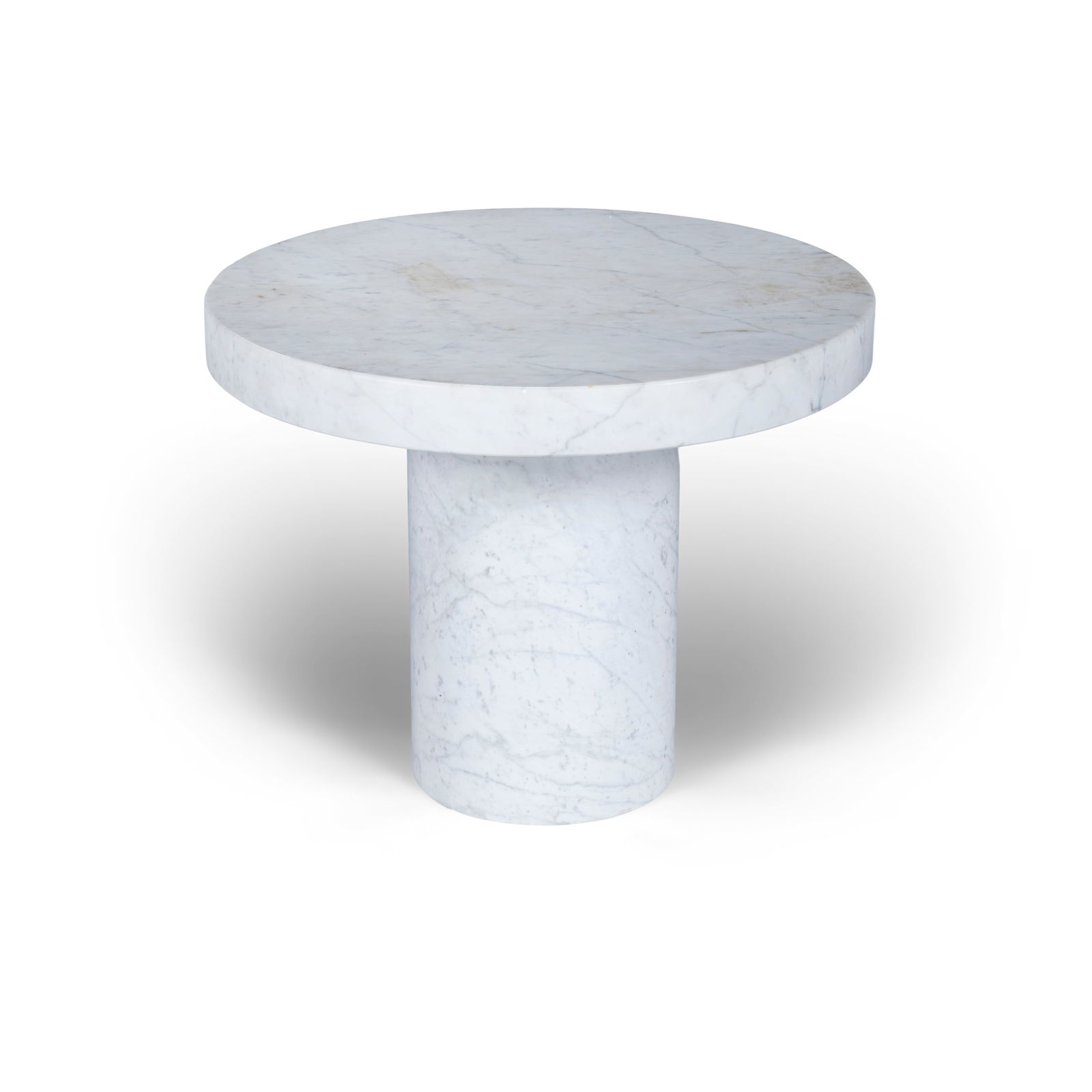 SIDE TABLE A circular Carrara marble side table. Italy, c.1970. 59.5 x 45cm(h): SIDE TABLE A circular Carrara marble side table. Italy, c.1970. 59.5 x 45cm(h)