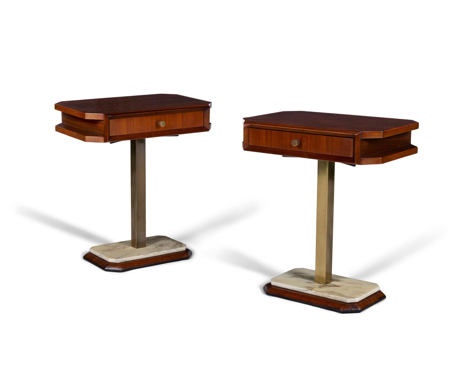BEDSIDE TABLES A pair of bedside tables with a single drawer. Italy, c.1970. 50 x 44 x 58cm(h): BEDSIDE TABLES A pair of bedside tables with a single drawer. Italy, c.1970. 50 x 44 x 58cm(h)