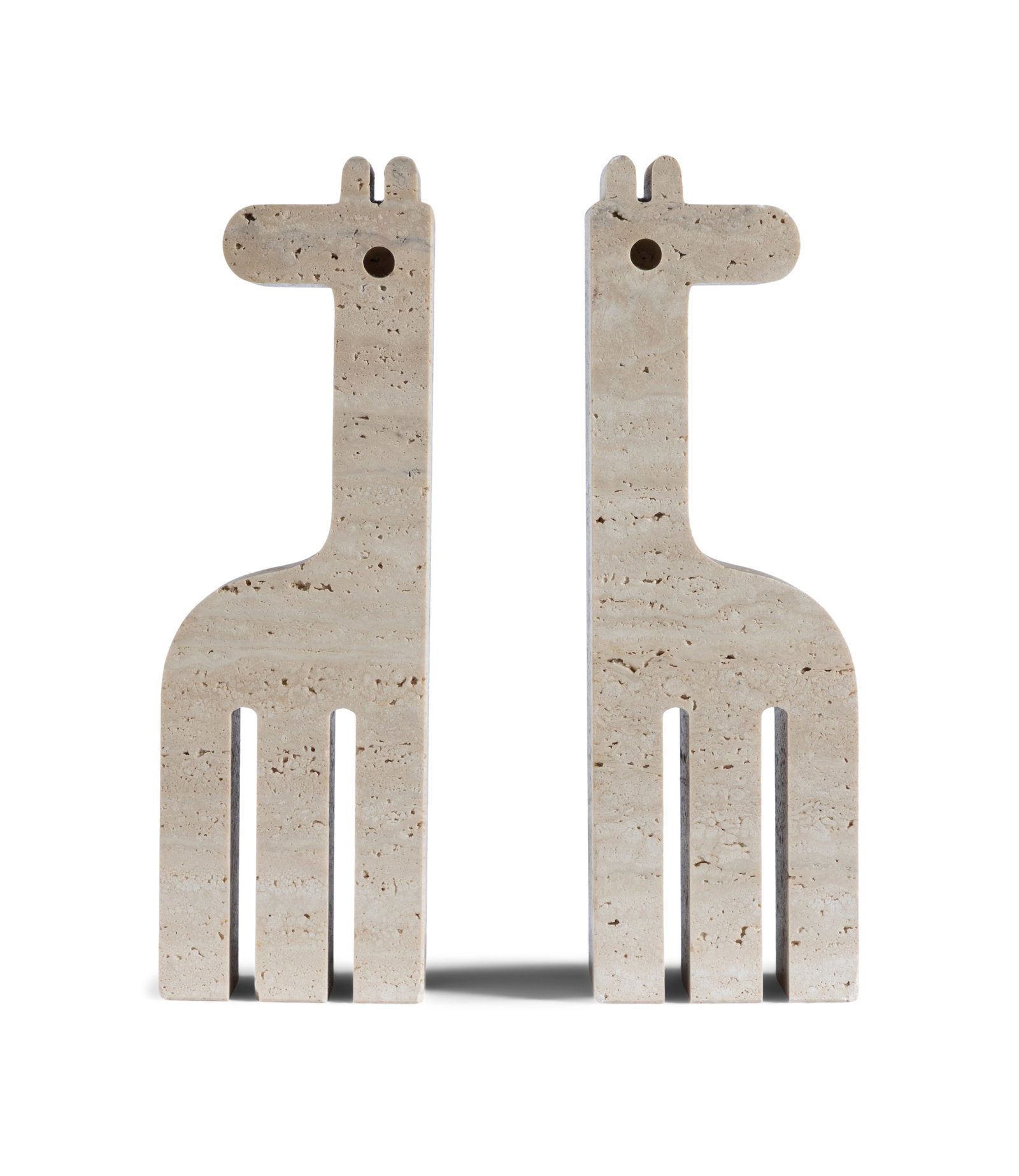 FRATELLI MANELLI A pair of Fratelli Manelli Giraffe travertine sculptures / bookends. 26cm(h) (1 of 3)