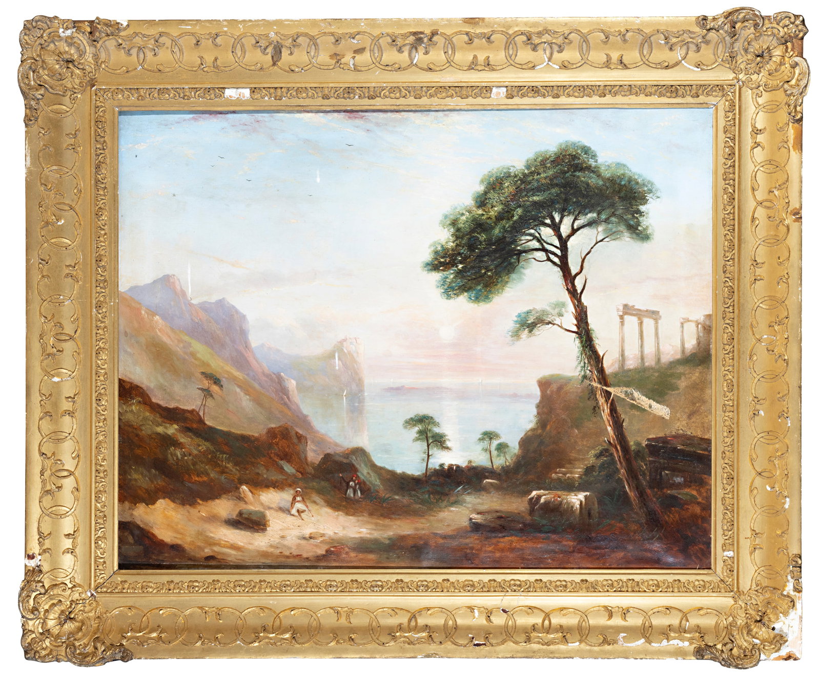 VICTORIAN SCHOOL A Capriccio scene at dusk with figures and classical ruins Oil on canvas, 71.5 x (1 of 4)