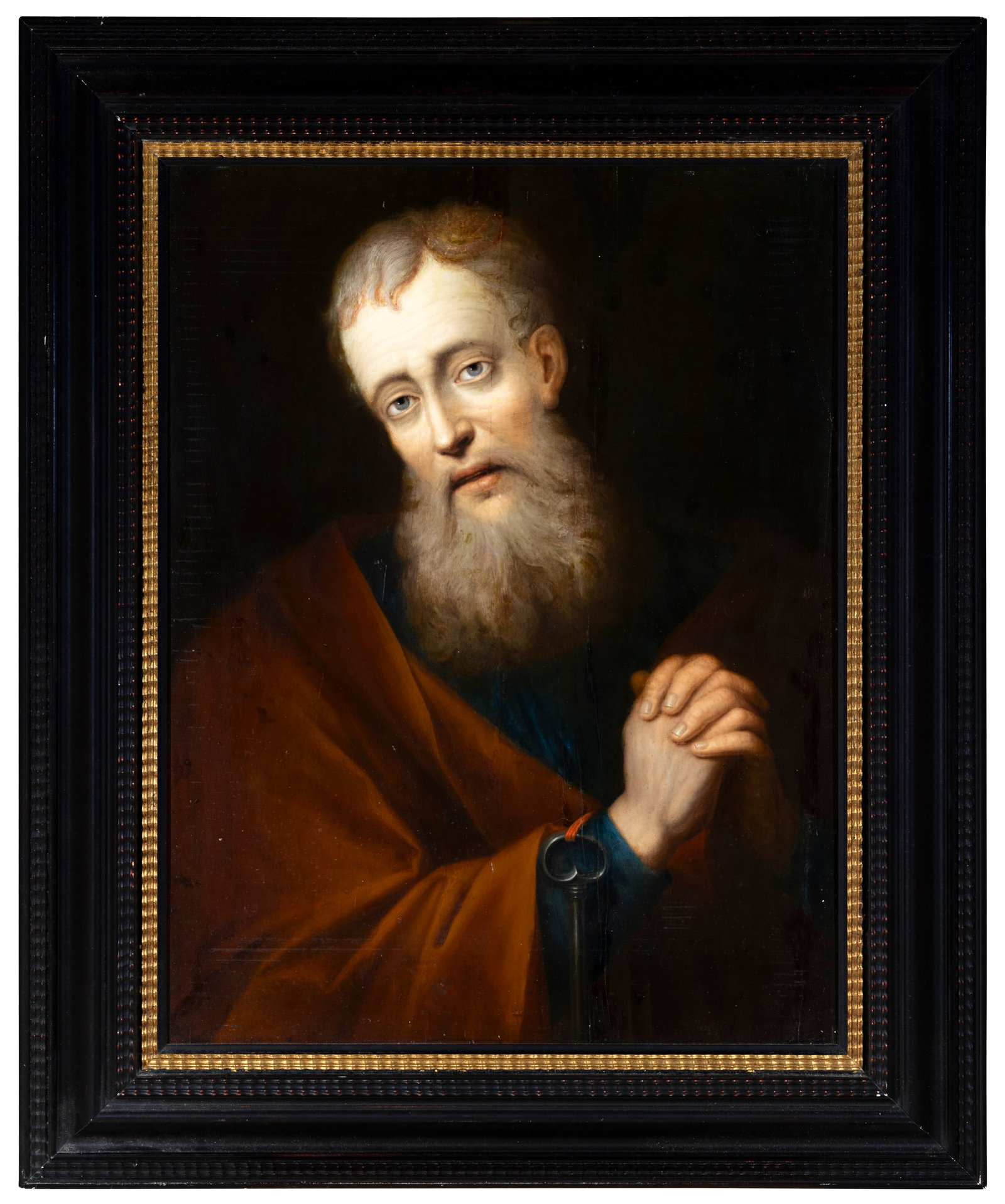 FOLLOWER OF MARCO TASSI (BOLOGNA, I8TH CENTURY) Study of Saint Peter, with keys hanging from hid (1 of 3)