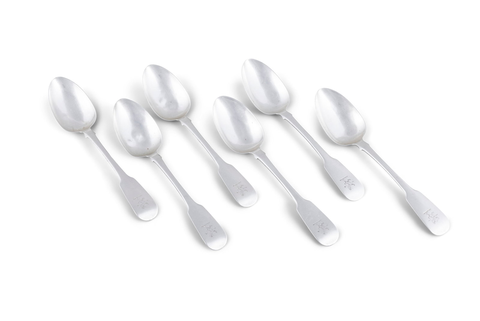 A SET OF SIX SILVER DESSERT SPOONS, London, maker's mark of Thomas Manning, c.1834, each measuring (1 of 3)