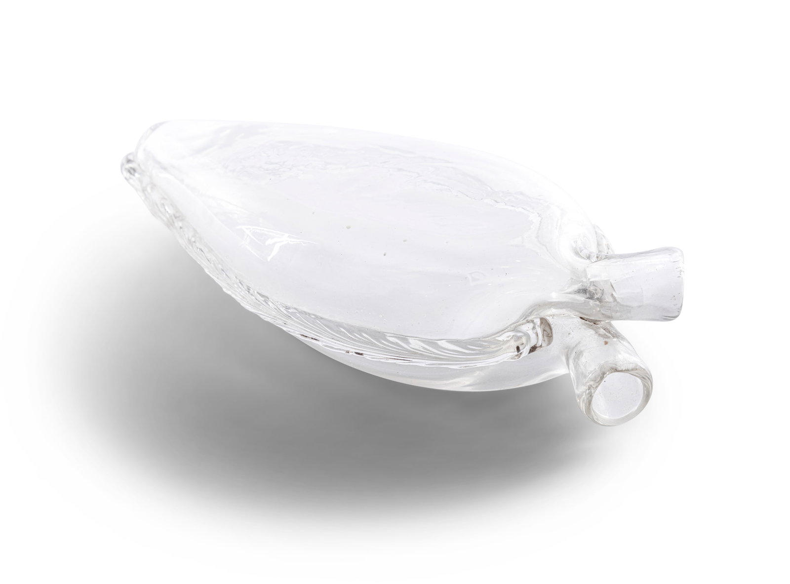 A HANDBLOWN GLASS DOUBLE 'GIMMEL' FLASK, EARLY 19TH CENTURY the plain body with applied crimped (1 of 5)