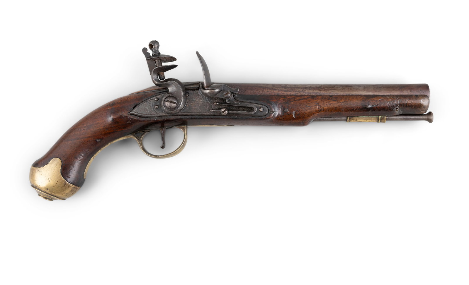 AN IRISH GEORGE III MILITARY FLINTLOCK CAVALRY PISTOL with tower marks and stamped 'Dublin (1 of 7)