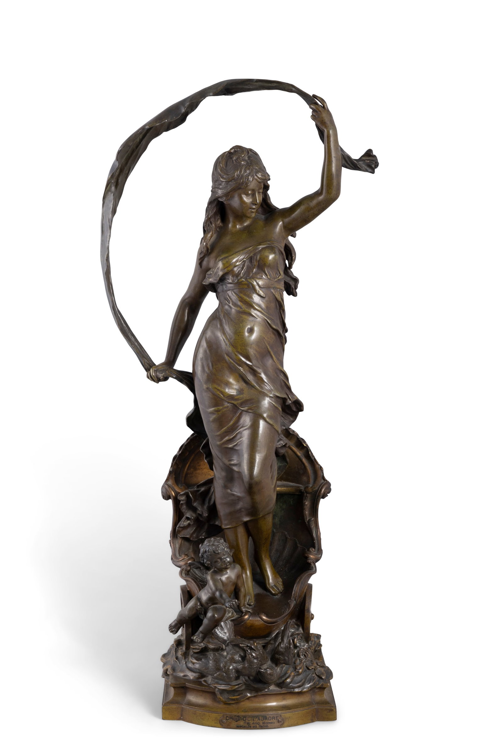 AUGUSTE MOREAU (1834-1917) Char De L'Aurore Patinated Bronze, 85cm high Signed (1 of 9)