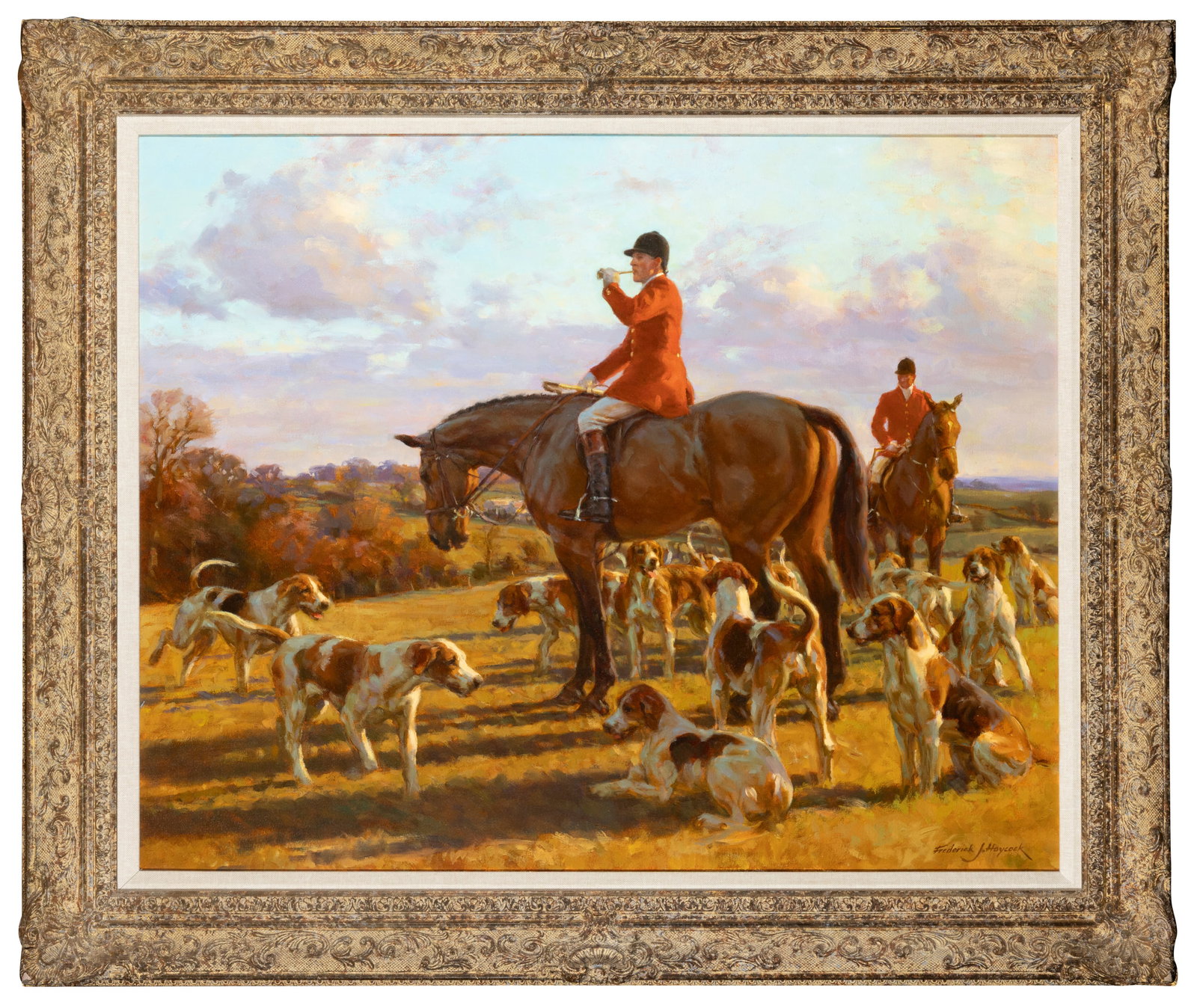 FREDERICK J HAYCOCK (B.1948) With Horses and Hounds, Evening Oil on canvas, 61 x 76cm Signed lower (1 of 4)