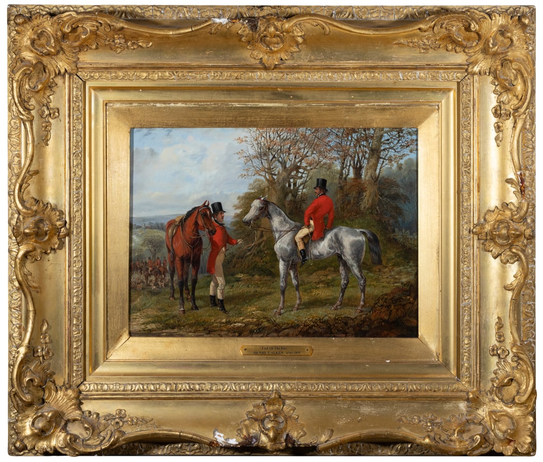 HENRY THOMAS ALKEN (1785-1851) End of the Day Oil on panel, 28 x 39cm Signed lower right (1 of 4)