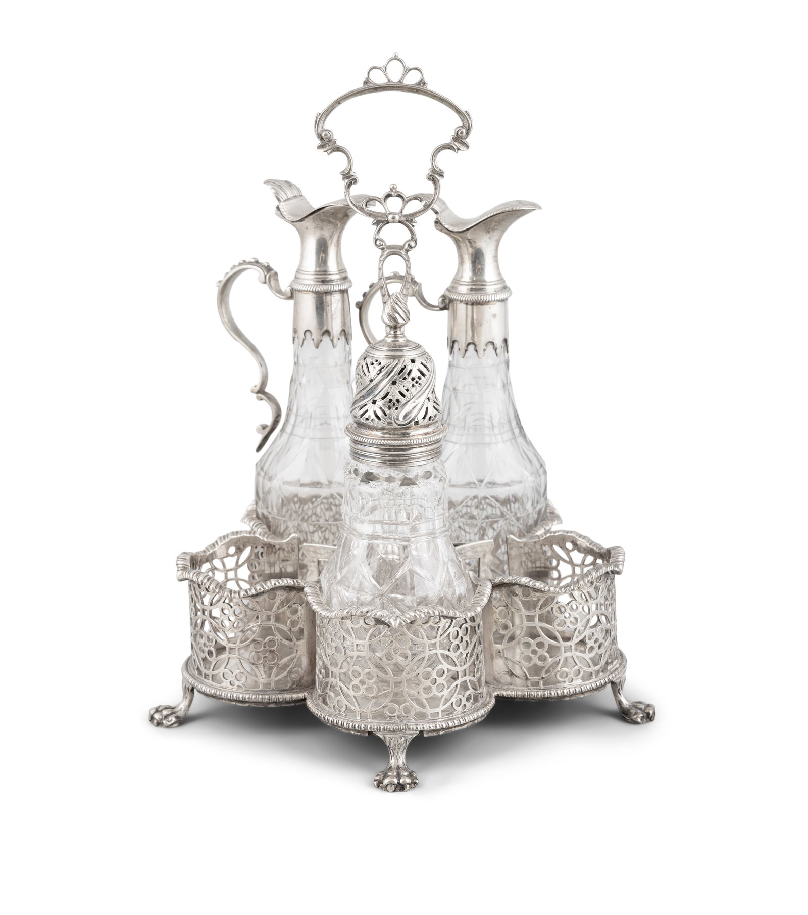 A GEORGE III SILVER CRUET SET, London 1771, maker's mark of Edward Aldridge II, of large (1 of 4)