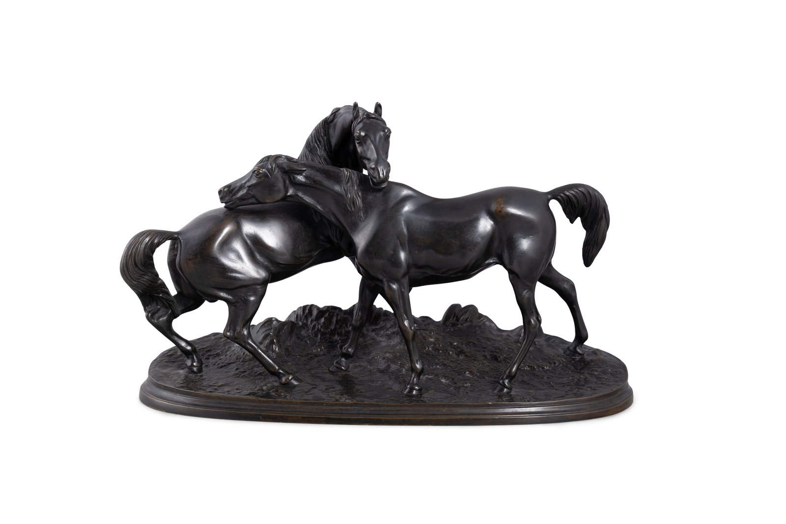 PIERRE-JULES MÊNE (1810-1879) L'Accolade Bronze, 20cm high, 31.5cm wide Signed (1 of 5)