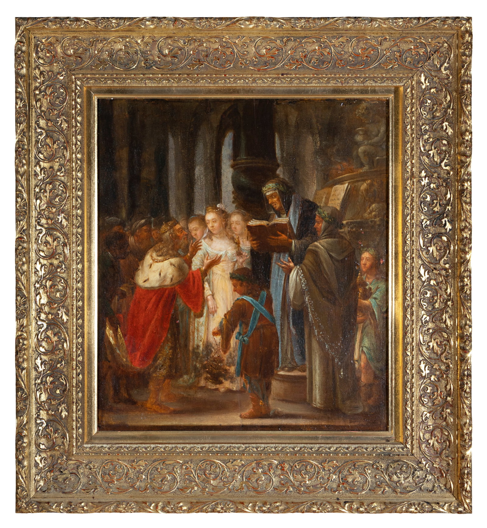 DUTCH SCHOOL 19TH CENTURY The Betrothal of the Virgin Mary Oil on oak panel, 37 x 32.5cm (1 of 3)