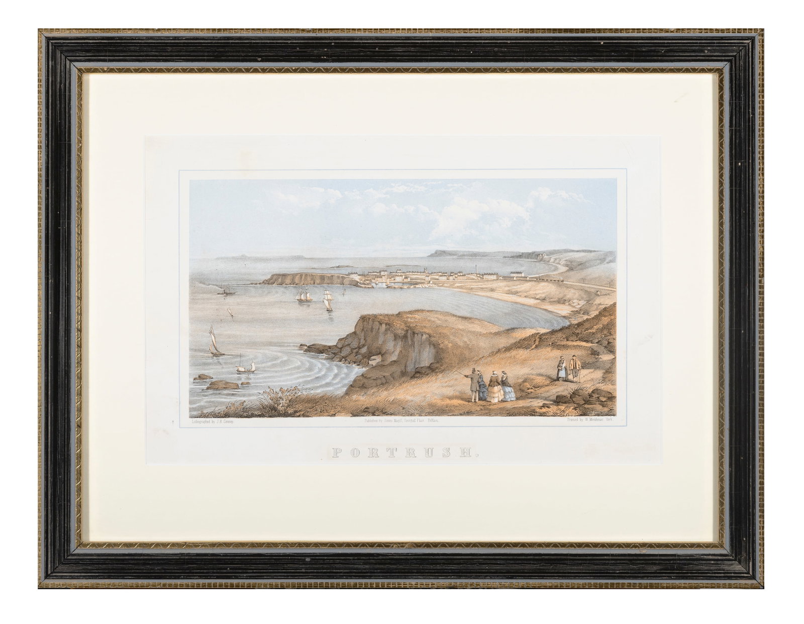 JACOB HENRY CONNOP (1834–d.) Portrush Colour lithograph, 24 x 38cm Published by James Magill,: JACOB HENRY CONNOP (1834–d.) Portrush Colour lithograph, 24 x 38cm Published by James Magill, Donegall Place, Belfast; JC Connop del.; W. Monkhouse fecit.