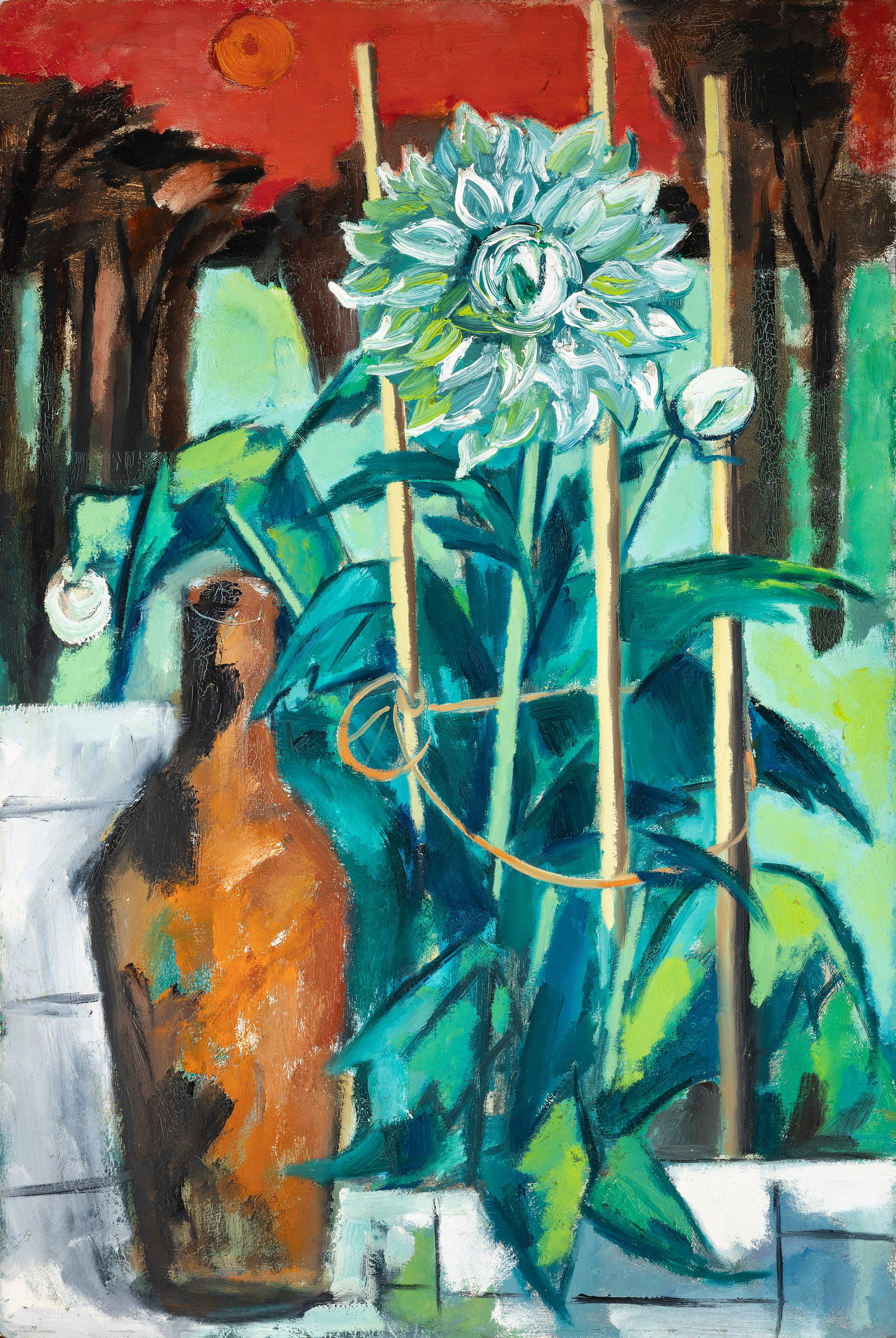 Norah McGuinness HRHA (1901-1980) Still Life Oil on board, 76 x 51cm (29_ x 20'') Provenance: (1 of 3)