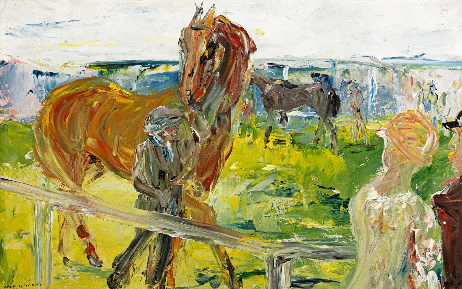 Jack Butler Yeats RHA (1871-1957) The Paddock, Naas (1927) Oil on board, 23 x 35cm (9 x 14) Signed (1 of 4)