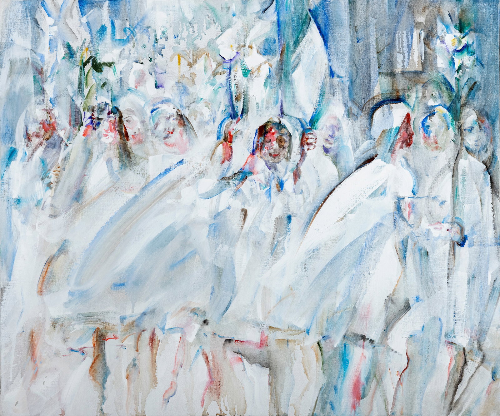 Louis le Brocquy HRHA (1916-2012) Study for Riverrun: Procession with Lillies (1984) Oil on canvas, (1 of 6)
