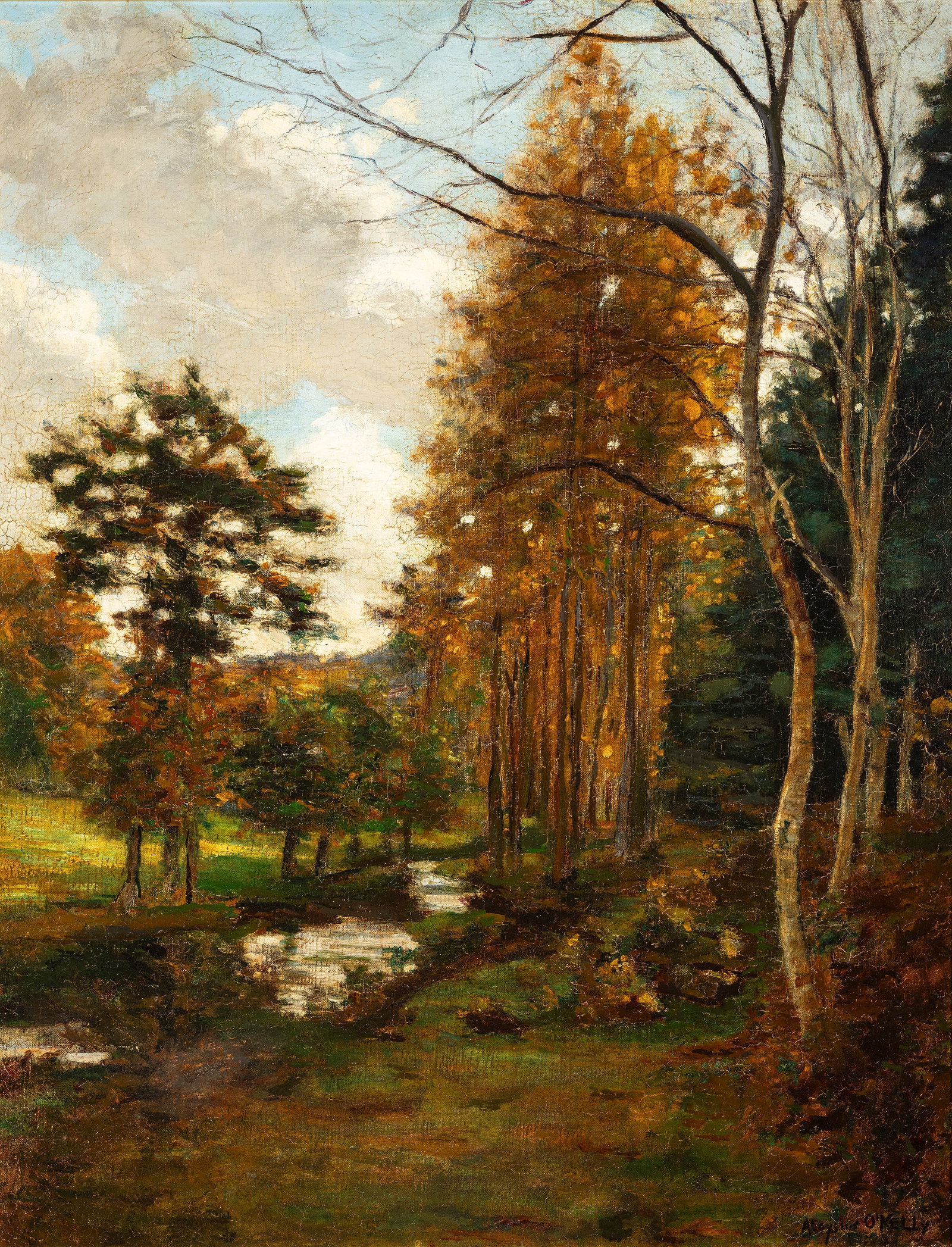 Aloysius O'Kelly (1853-1936) Autumnal Scene Oil on canvas, 70.5 x 55.5cm (27_ x 21_'') Signed (1 of 4)