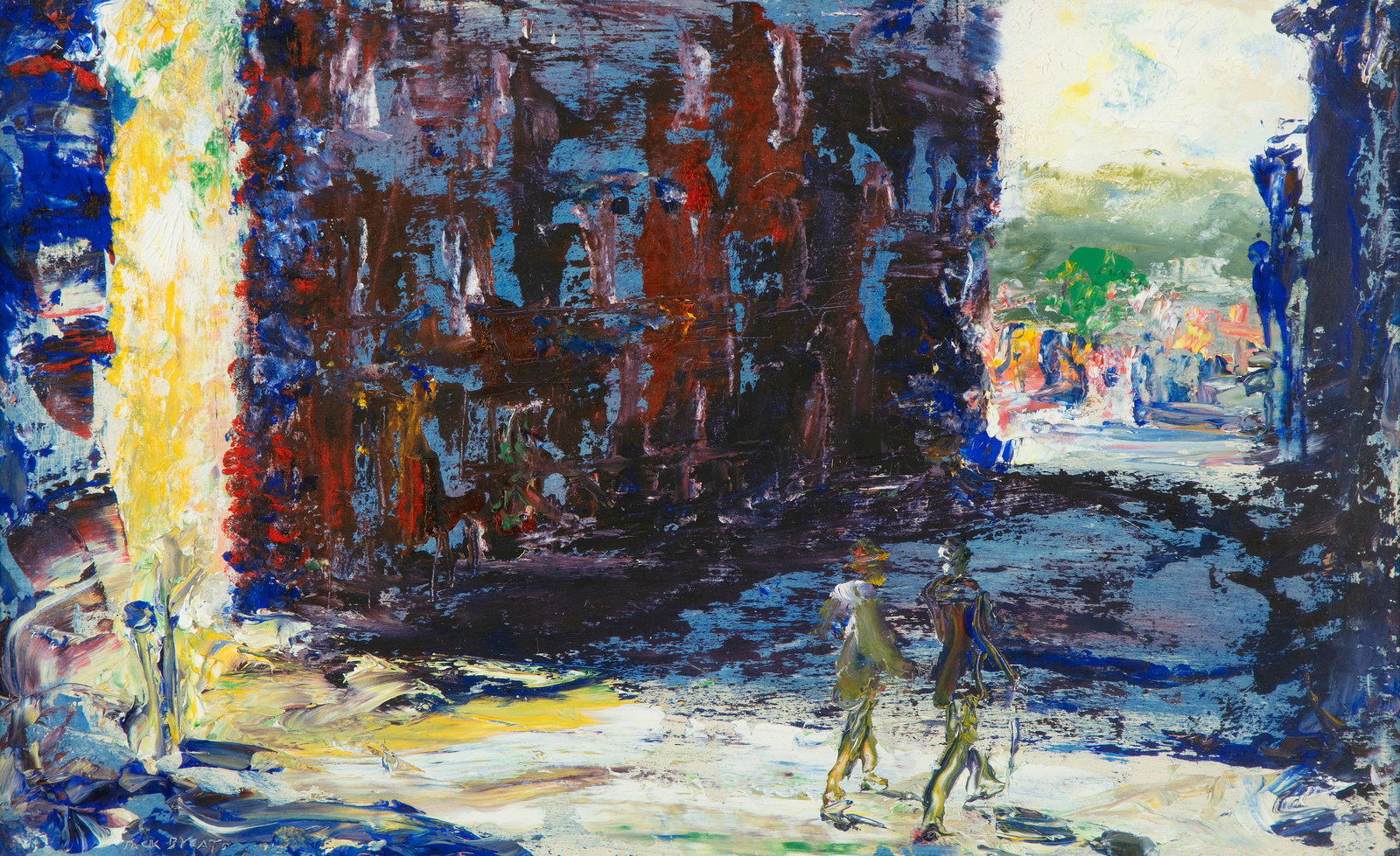 Jack Butler Yeats RHA (1871-1957) Through the Streets to the Hills (1950) Oil on board, 23 x 35cm: Jack Butler Yeats RHA (1871-1957) Through the Streets to the Hills (1950) Oil on board, 23 x 35cm (9 x 14'') Signed; inscribed with title verso Provenance: With Victor Waddington Galleries, 1951; Dr. 