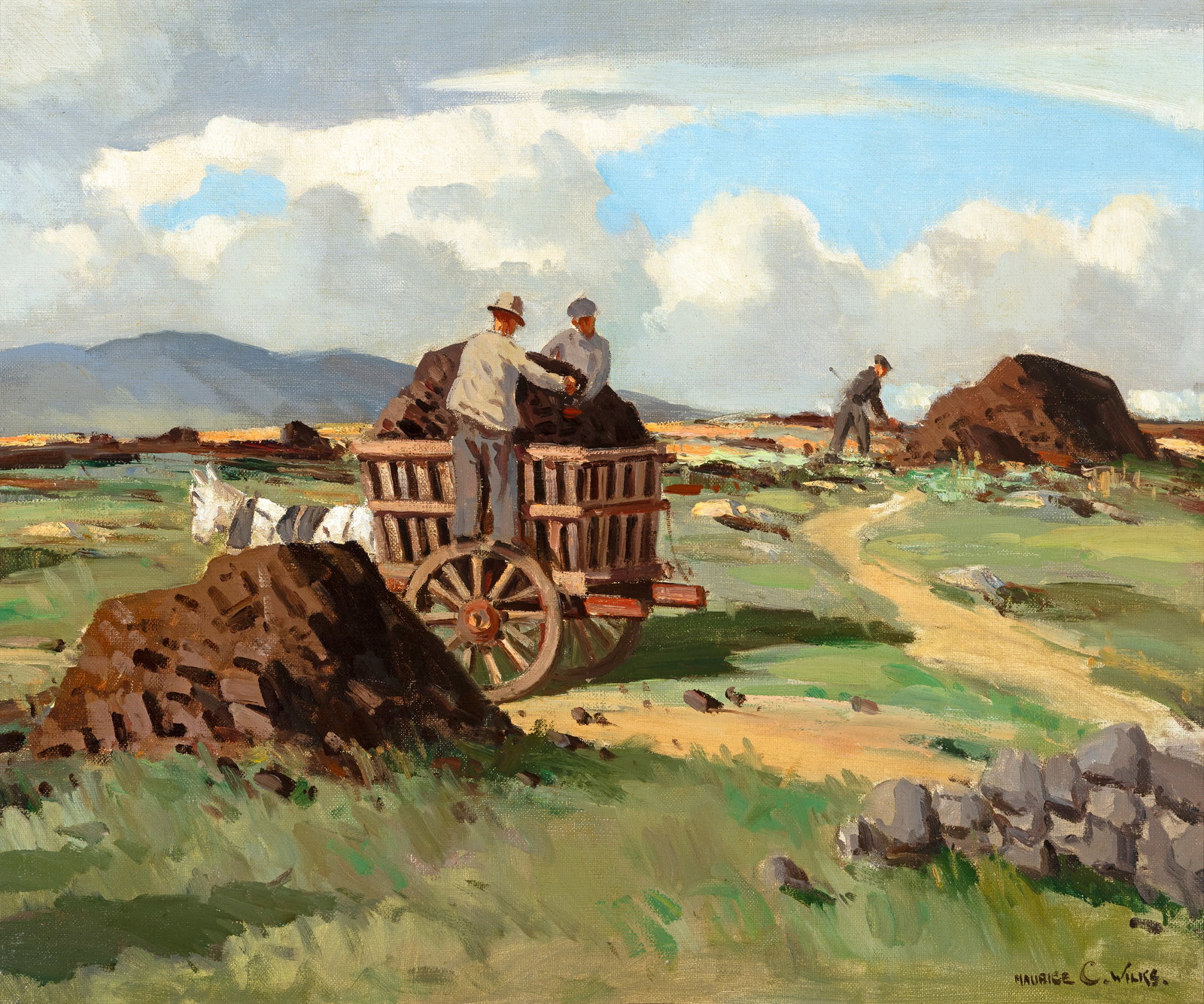 Maurice C. Wilks RUA ARHA (1910-1984) Bringing in Turf, Connemara Oil on canvas, 49 x 59.5cm (19_ (1 of 4)