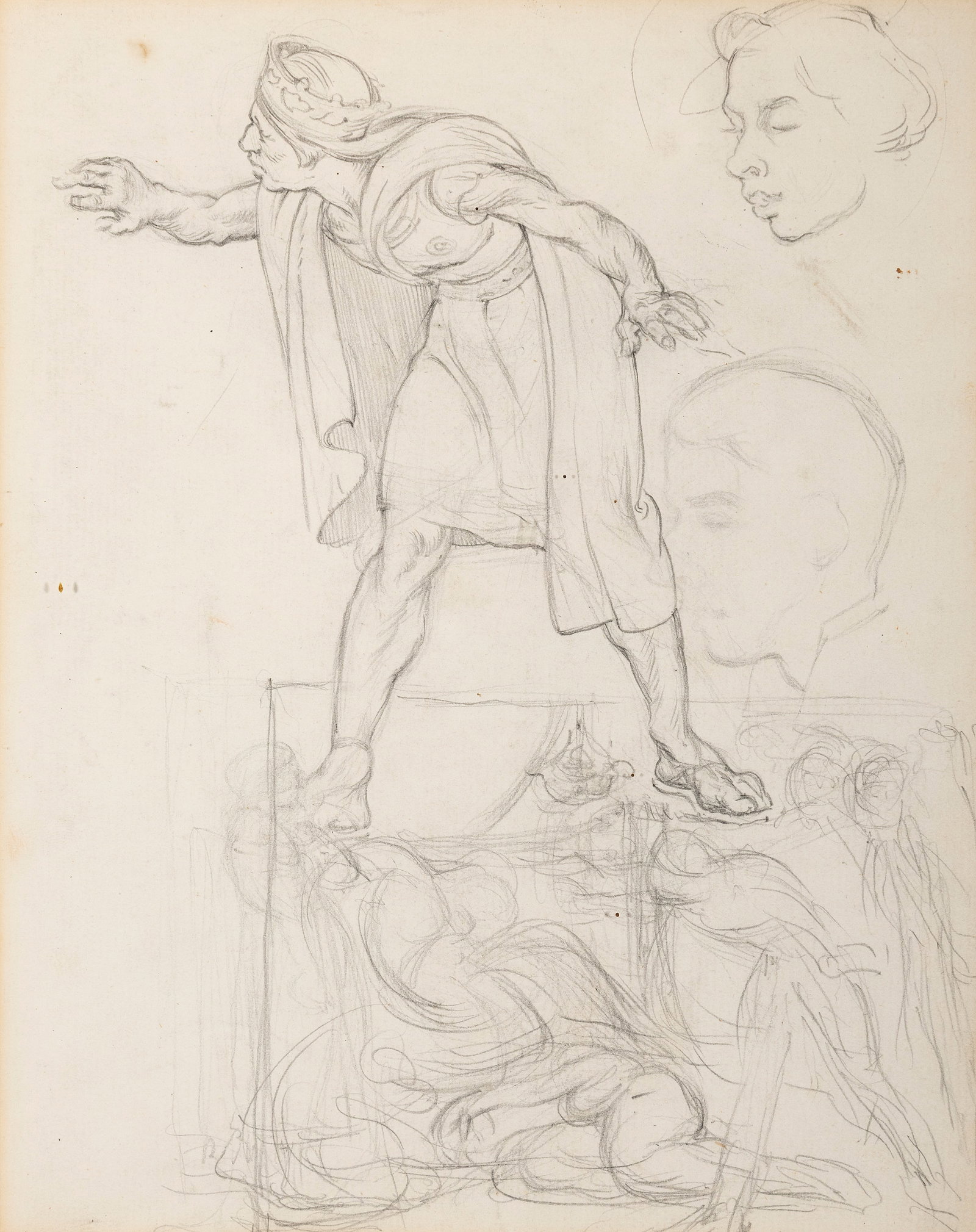 Sir William Orpen KBE RA RHA (1878- 1931) Figure Study (From a Sketchbook) Pencil, 21.5 x 17.5cm (1 of 3)