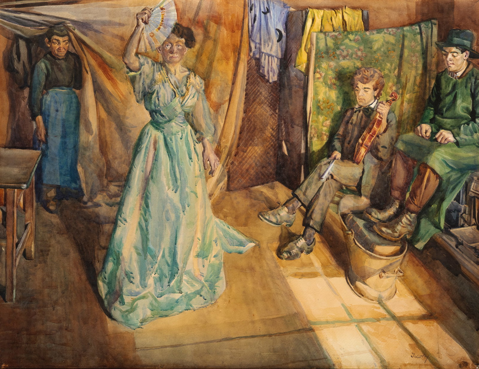 Patrick Tuohy RHA (1893-1930) The Rehearsal Watercolour, 62 x 75.5cm (24_ x 30) Signed (1 of 4)