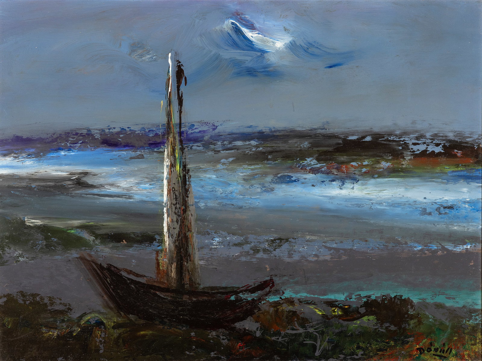 Daniel O'Neill (1908-1979) The Boat Oil on board, 30 x 40cm Signed Provenance: With The Oriel: Daniel O'Neill (1908-1979) The Boat Oil on board, 30 x 40cm Signed Provenance: With The Oriel Gallery, Dublin, c.1972
