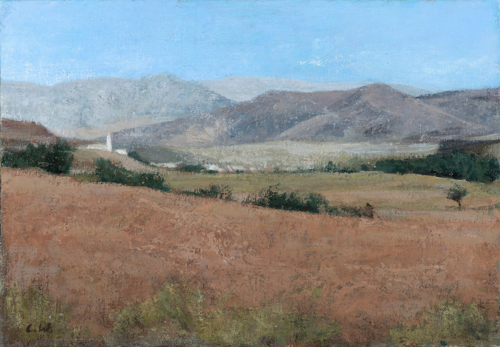 Colin Watson (b.1966) Agouim with the High Atlas in the Distance Oil on board, 25 x 37cm (10 x 14_) (1 of 4)
