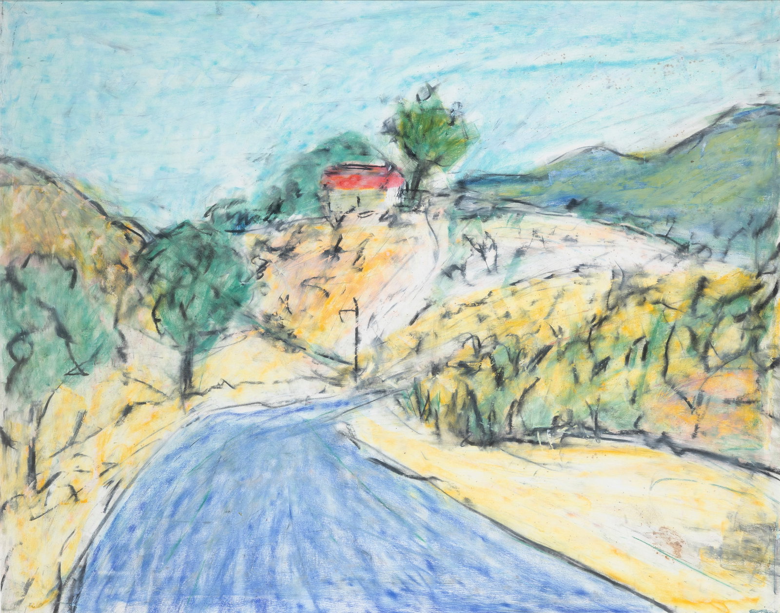 Phil Kelly (1950-2010) Cottage on the Hill (1991) Conte 57 x 72cm (22_ x 28_) Signed, dated (19)'91 (1 of 4)