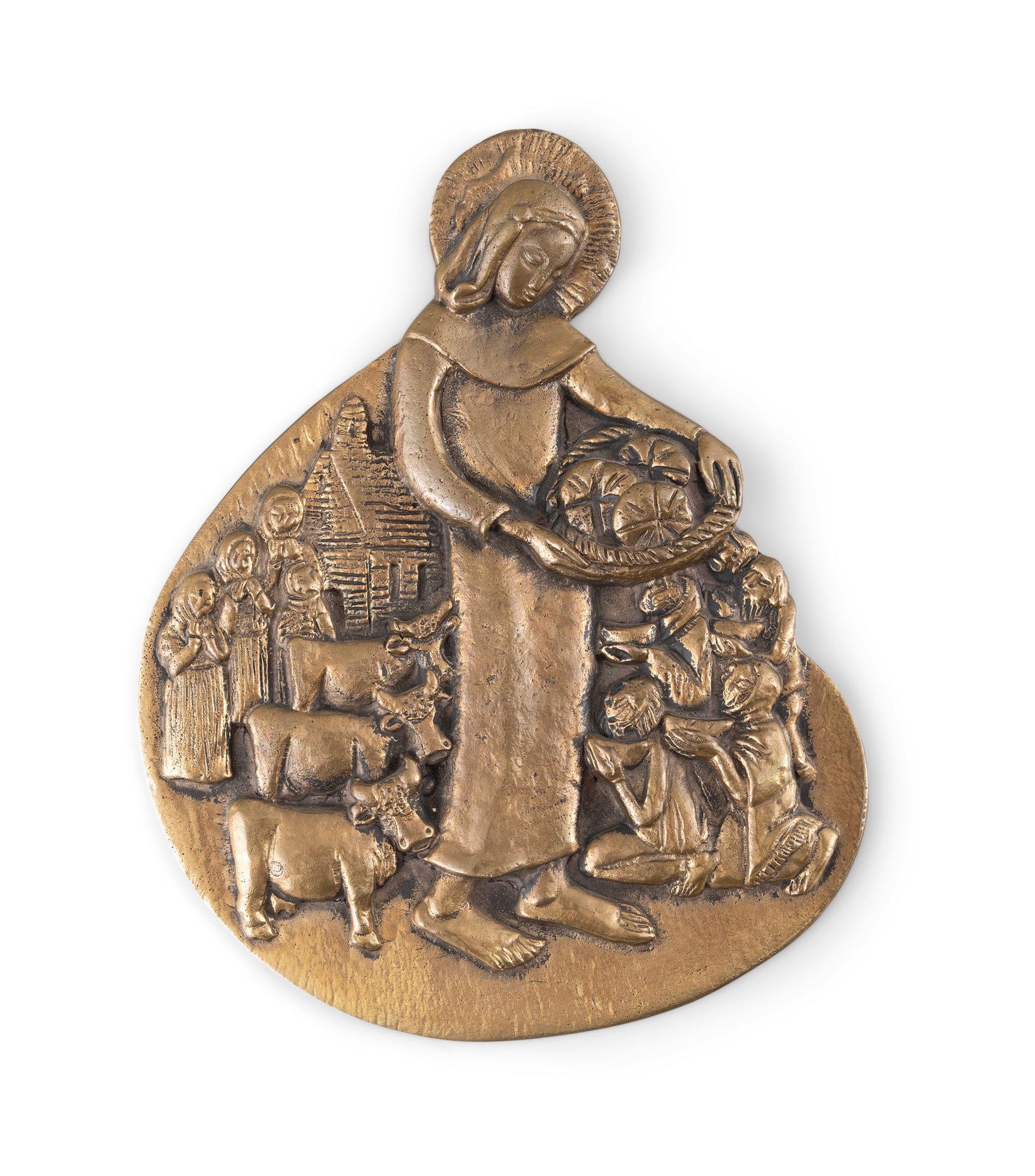 Imogen Stuart RHA (1927-2024) St. Brigid Feeding the Poor Bronze, 23.5 x 19cm (9_ x 7_) Signed (1 of 4)