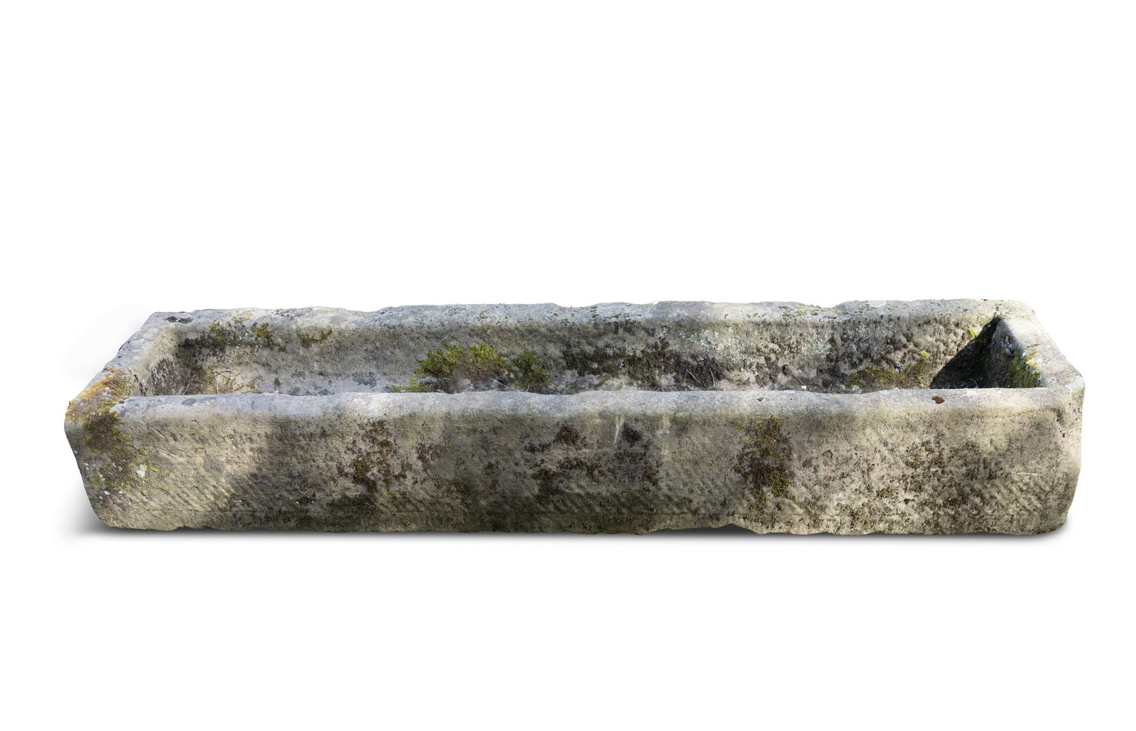 A LIMESTONE RECTANGULAR TROUGH, 30cm high, 192cm wide, 45cm deep (1 of 2)