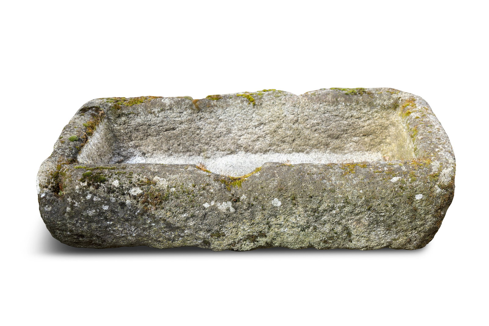 A LIMESTONE TROUGH, 25cm high, 96cm wide (1 of 2)