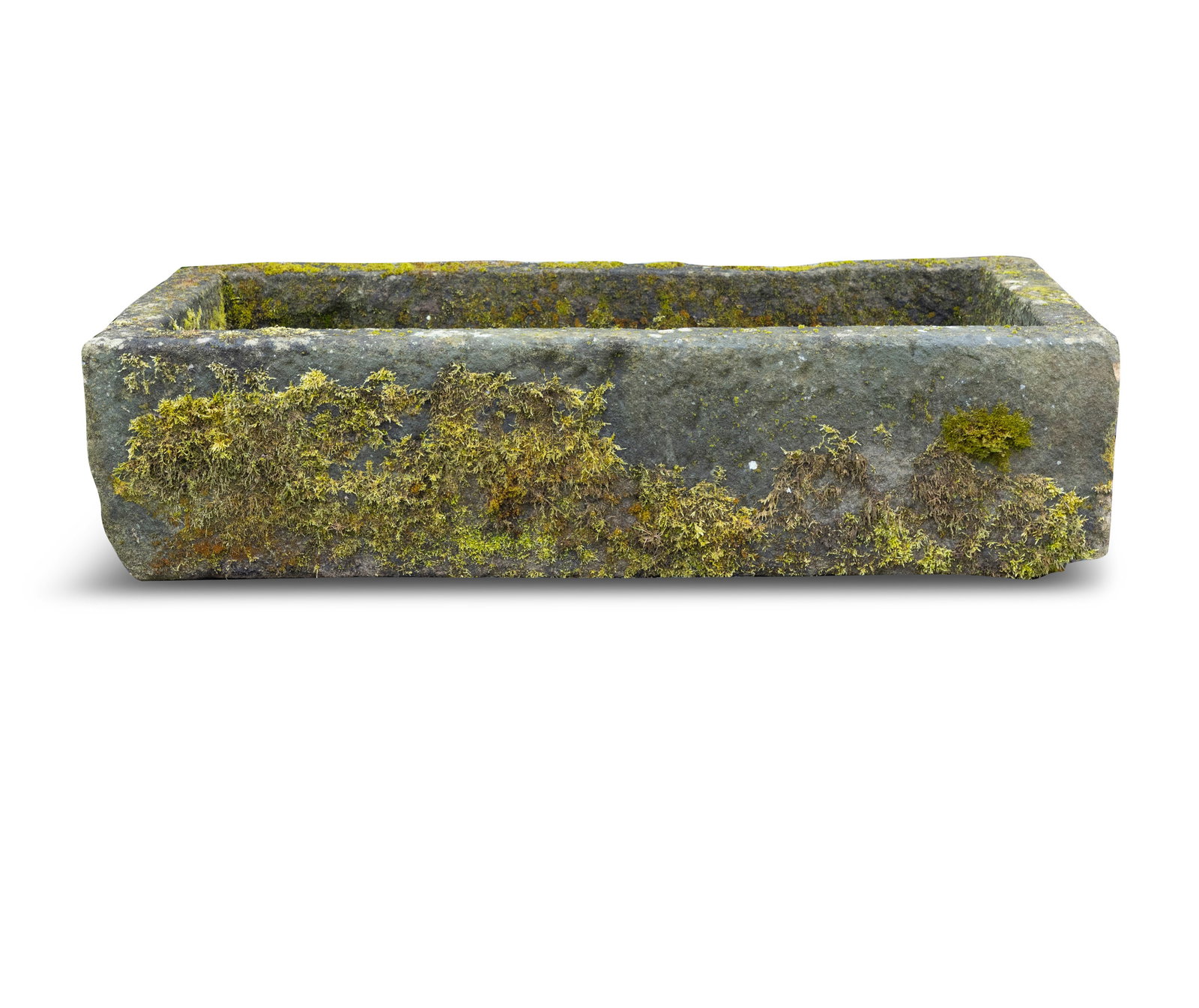 A LARGE STONE TROUGH, of rectangular form, 36cm high, 136cm wide, 64cm deep (1 of 3)
