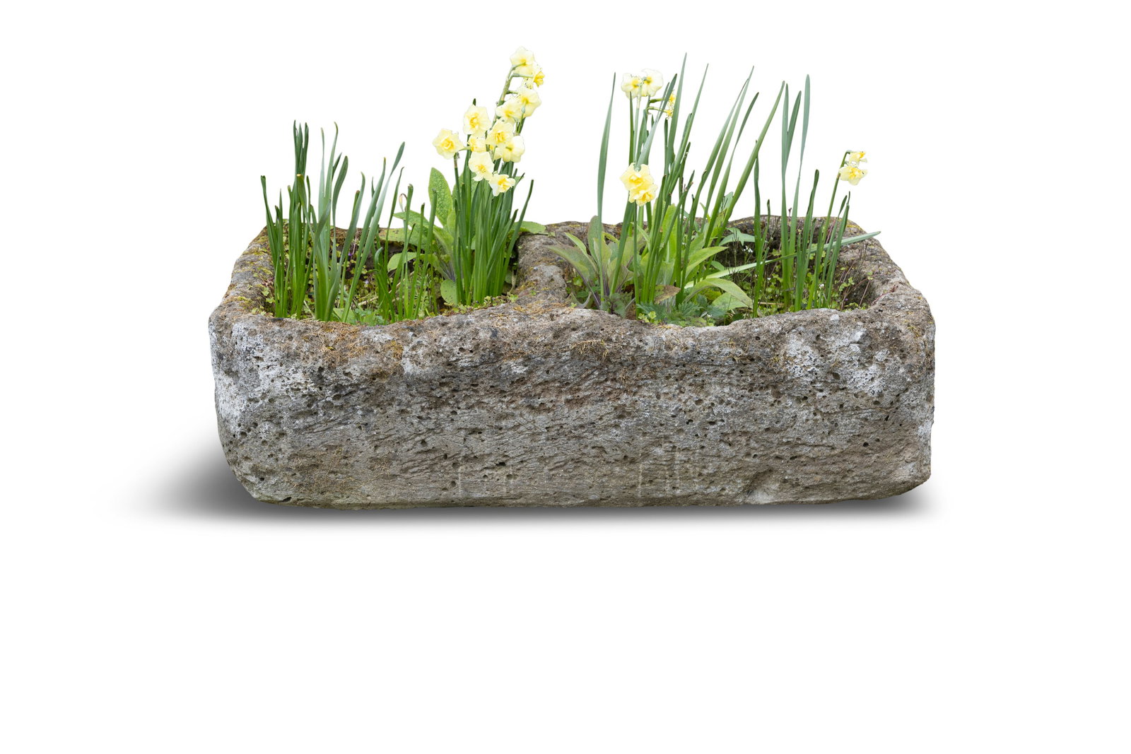A LARGE SANDSTONE DOUBLE TROUGH, 19th century, of rectangular form, 28cm high, 103cm wide, 59cm (1 of 3)