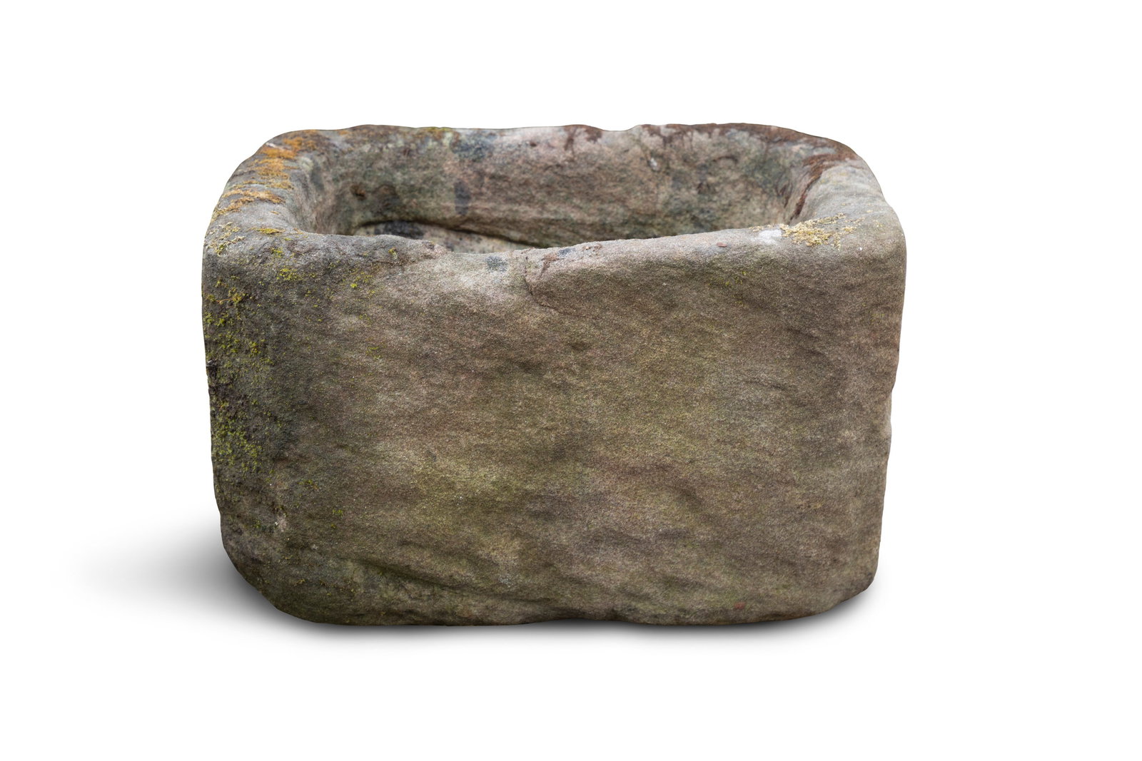 A SMALL SANDSTONE TROUGH, 19th century, 24cm high, 43cm wide, 32cm deep: A SMALL SANDSTONE TROUGH, 19th century, 24cm high, 43cm wide, 32cm deep