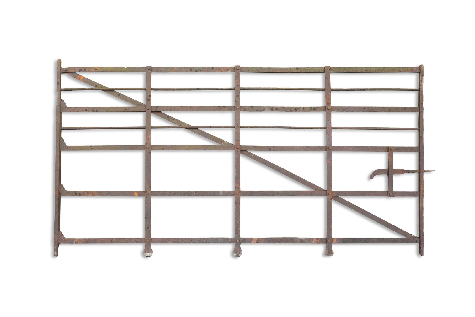 A WROUGHT IRON SEVEN BAR GATE, with cross bar. 128cm high x 266cm wide (1 of 1)