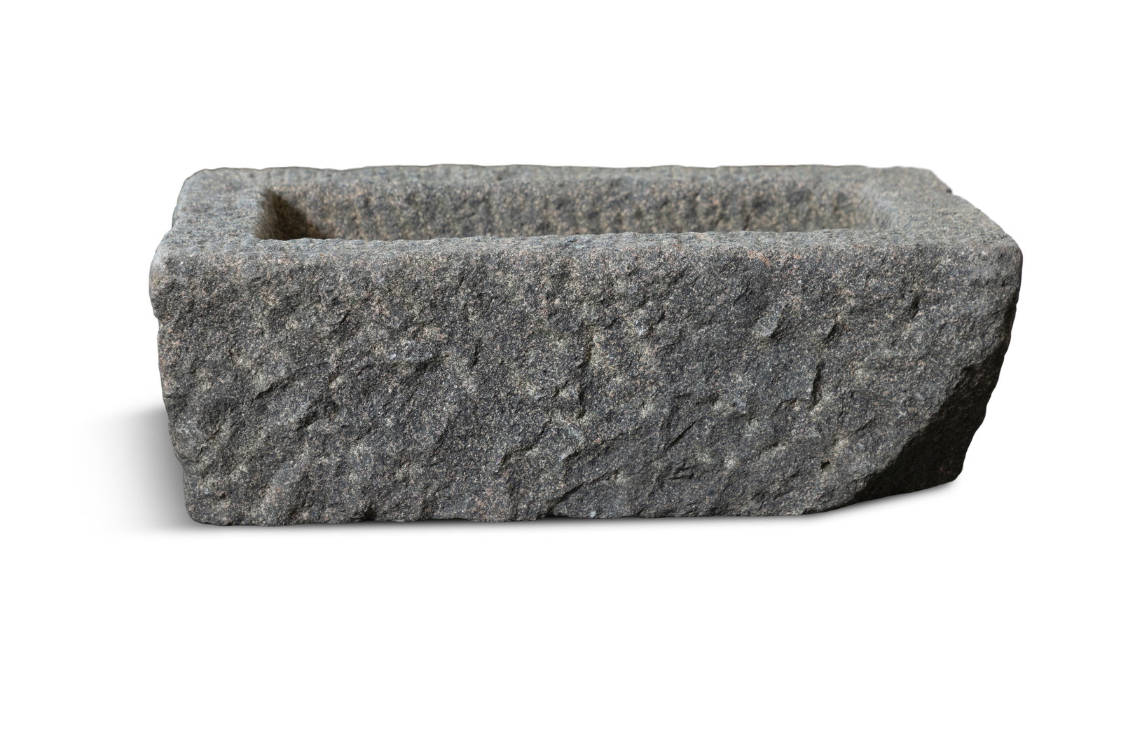 A LIMESTONE TROUGH, 15cm high, 43.5cm wide, 25cm deep: A LIMESTONE TROUGH, 15cm high, 43.5cm wide, 25cm deep